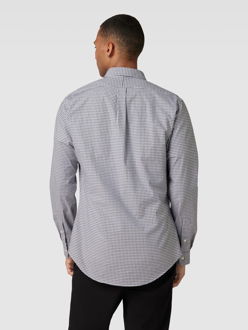 Slim Fit Freizeithemd mit Karomuster in hellgrau