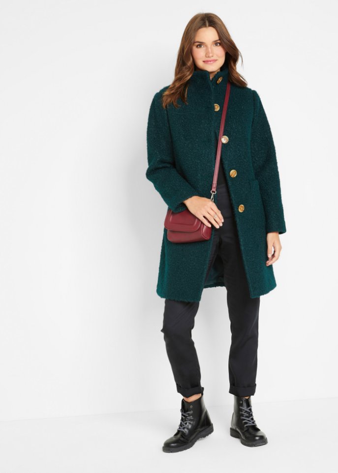 Boucle-Mantel mit Taschen