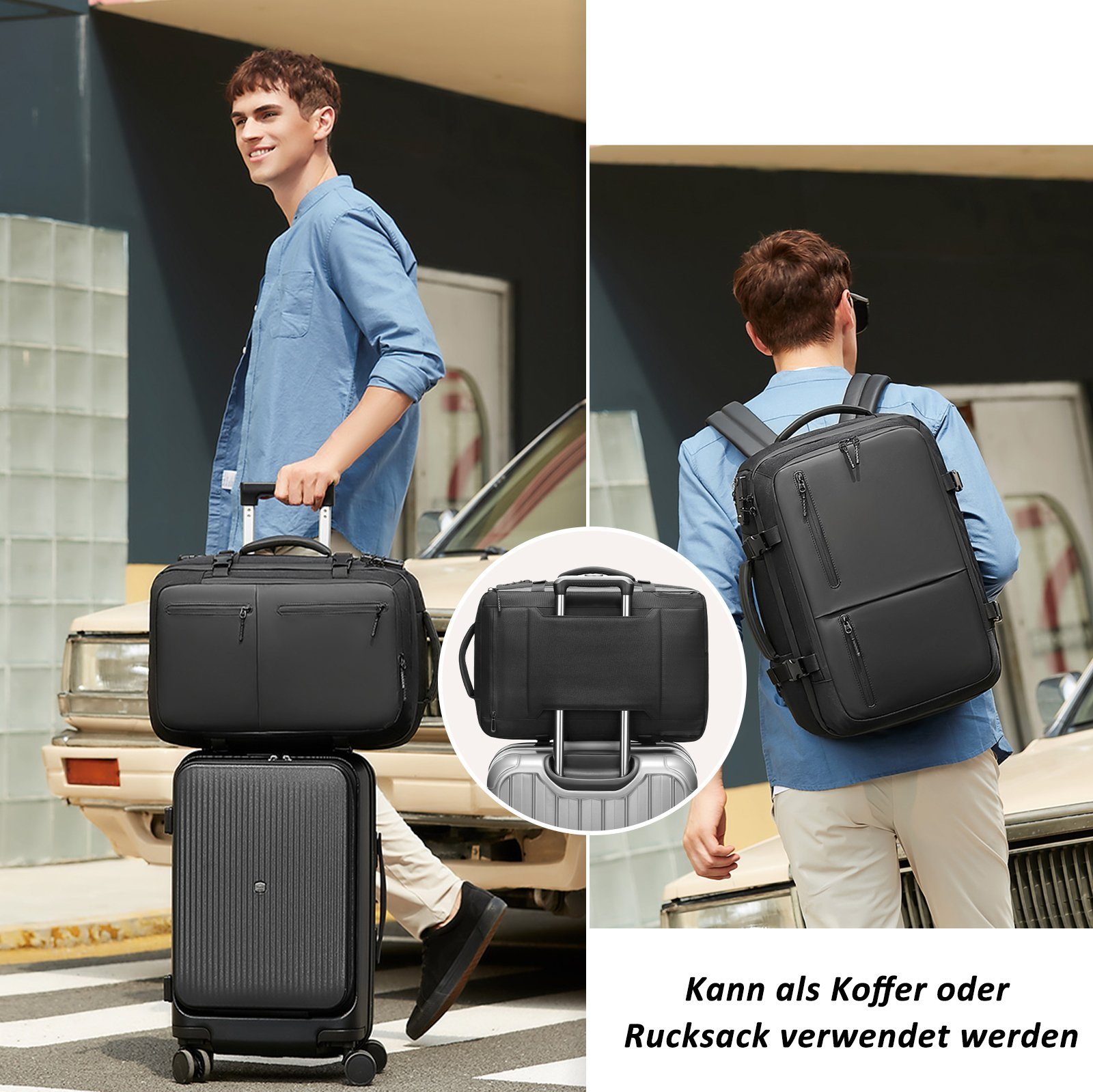 TAN.TOMI Laptoprucksack Laptop Rucksack Herren mit USB-Ladeanschluss Anti-Diebstahl Rucksack, für 17,3