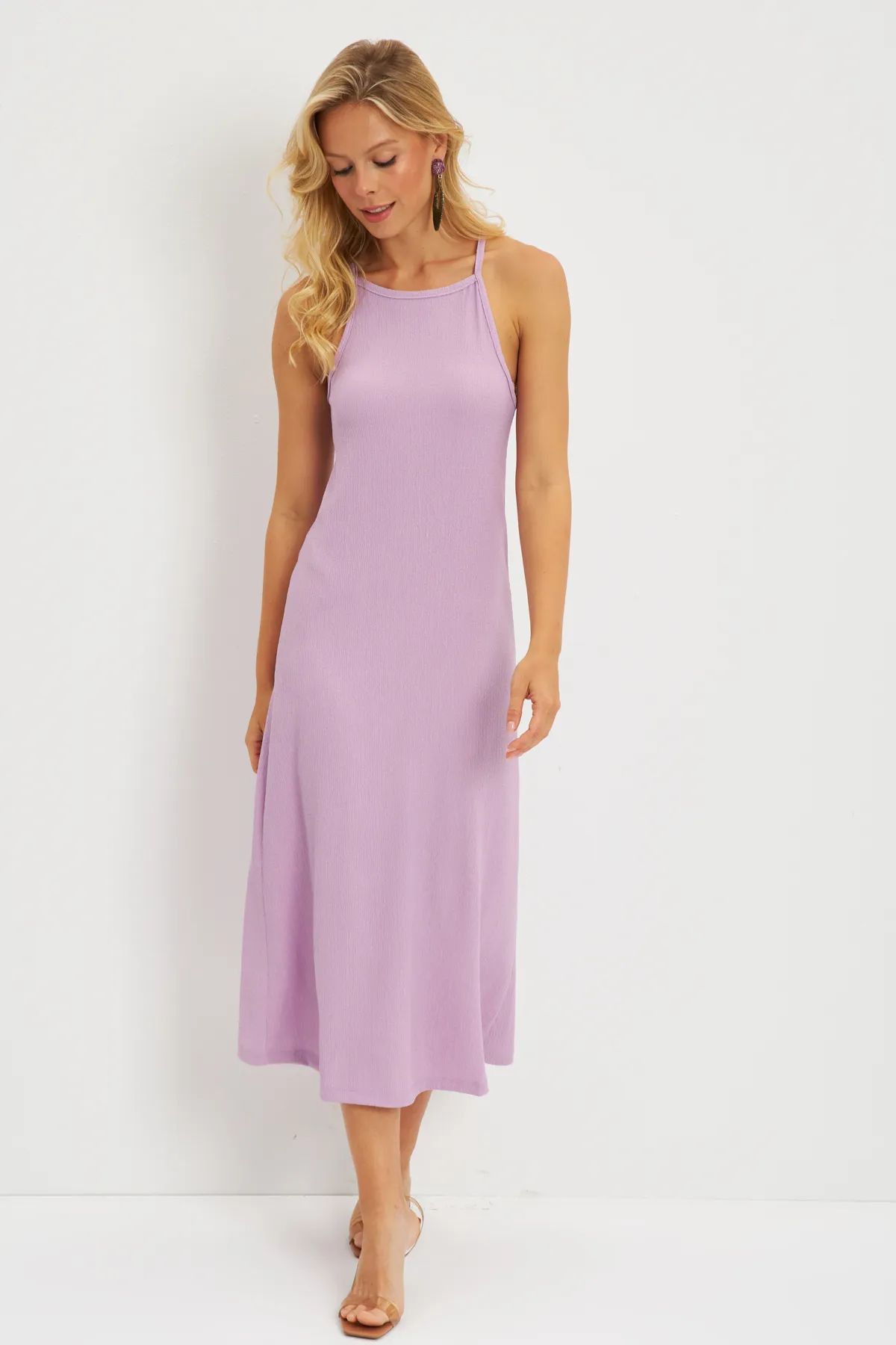 Cool & Sexy  Lila Neckholder-Midikleid mit Wickeldesign für Damen DMR166