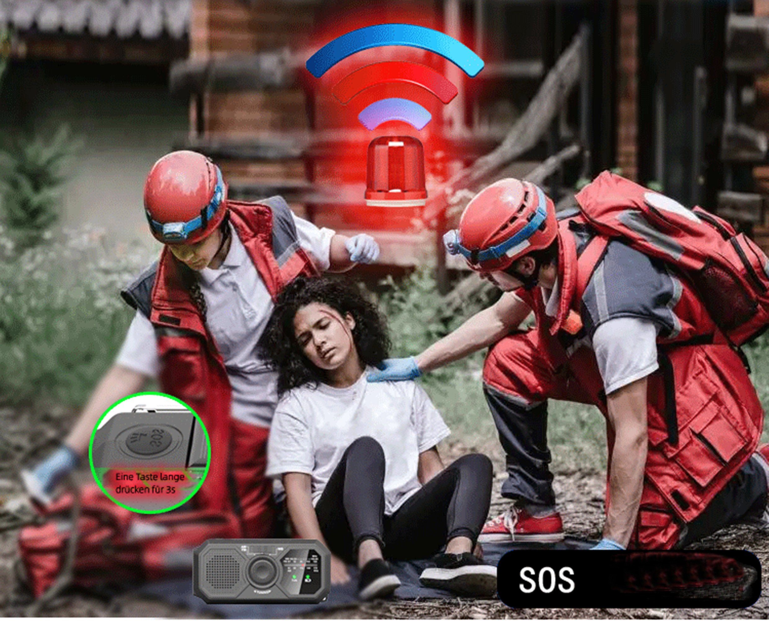 Tisoutec Solar Radio (AF/FM) mit Ladefunktion Kurbelradio und SOS Digitalradio (DAB) (Notstromversorgung, Handkurbel; sOS-Alarm FM-Tuner,UKW-Radio, Dockingstation (USB), Kurbelradio)