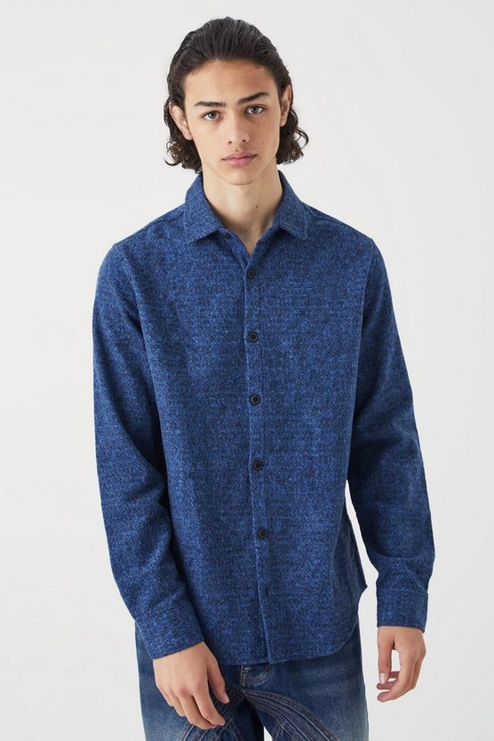 Overshirt in Wolloptik mit Knopfleiste