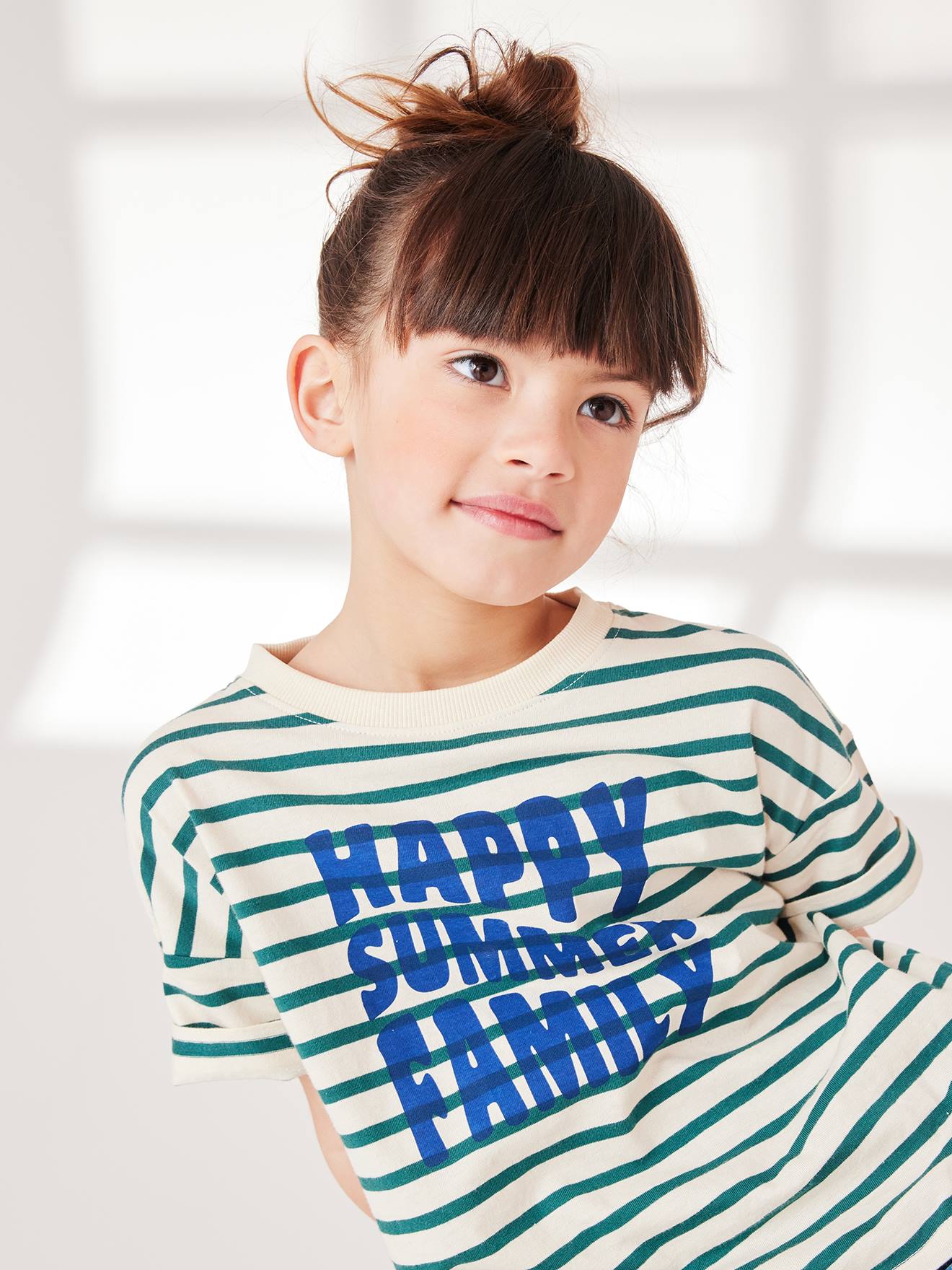 T-shirt mixte enfant capsule famille marin rayé vert