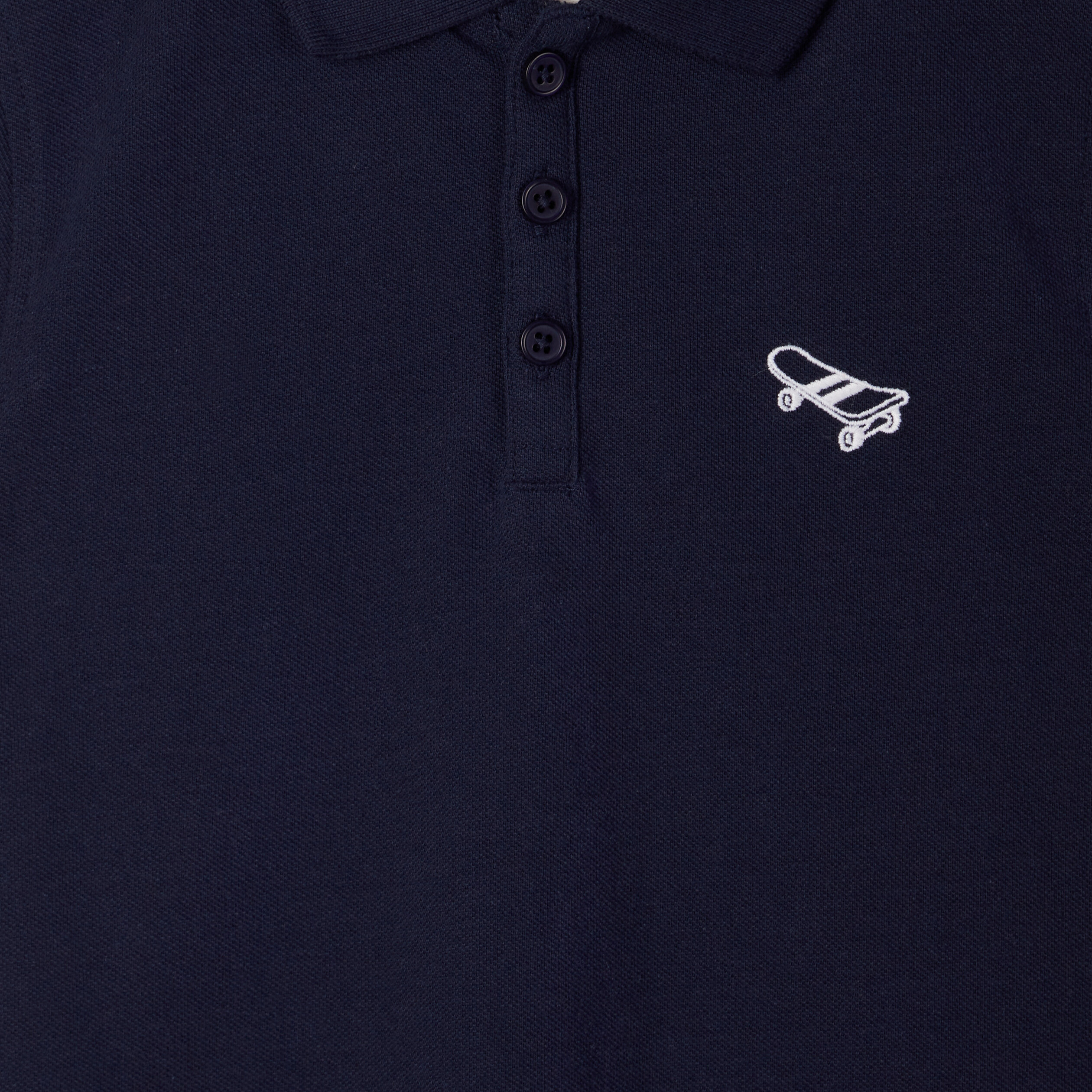 Polo manches courtes à détail brodé bleu marine garçon | La Halle