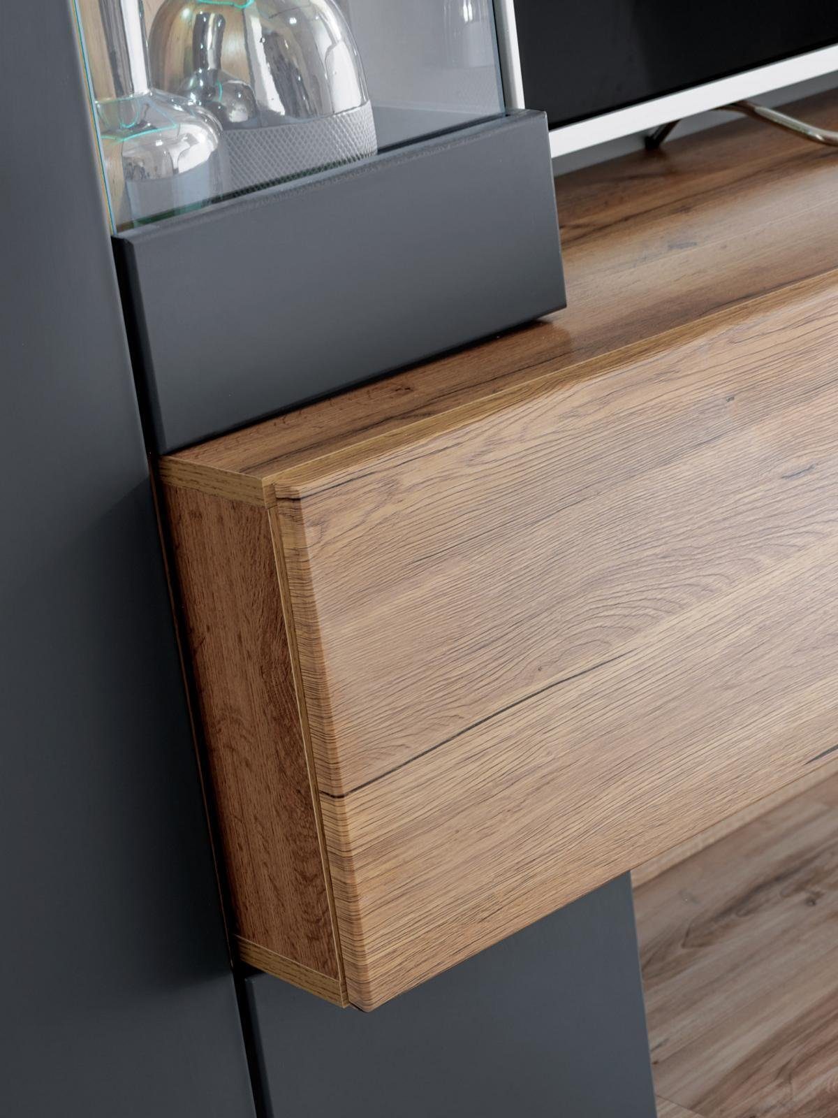 JVmoebel Wohnwand Grau Luxus Designer Regal Neu Einrichtung, Made in Europa