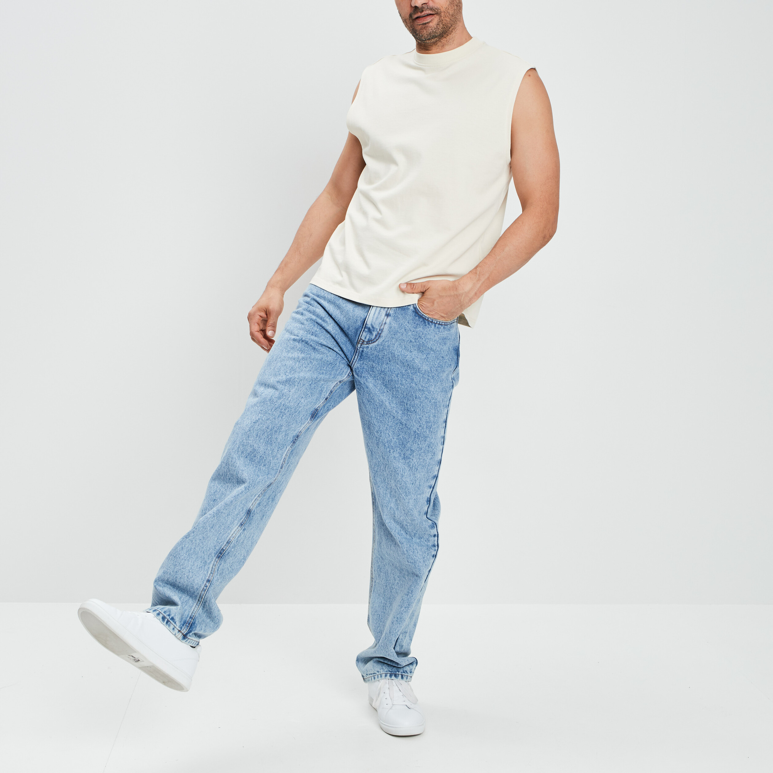 T-shirt sans manches creme homme | La Halle