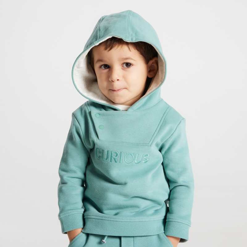 Sweat molleton à capuche vert bébé garçon