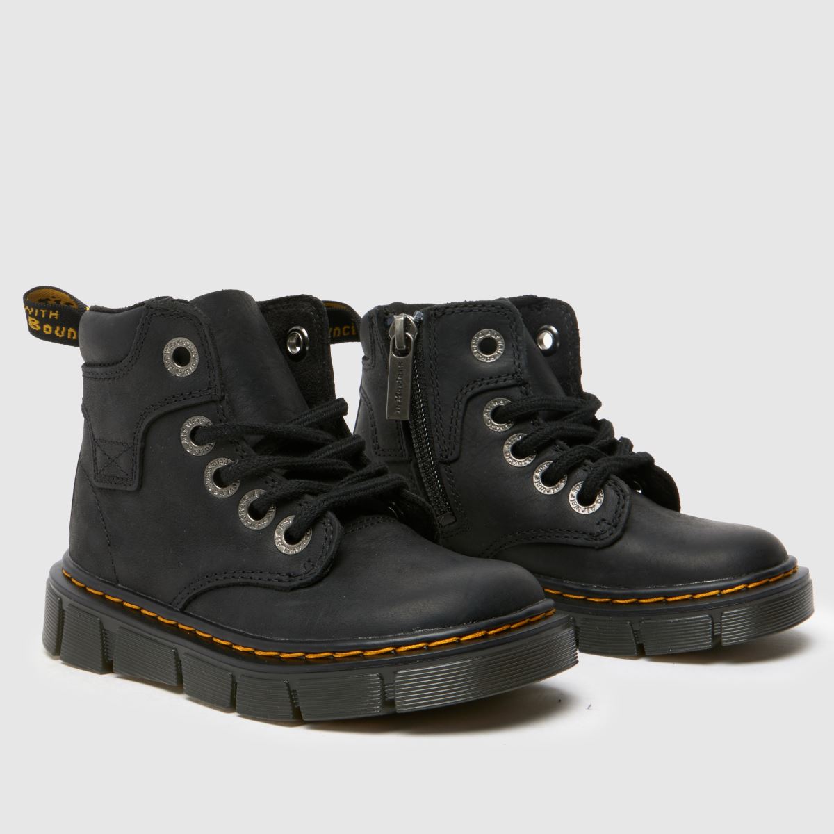 Dr Martens svarta raffe ankelstövlar för pojkar, småbarn