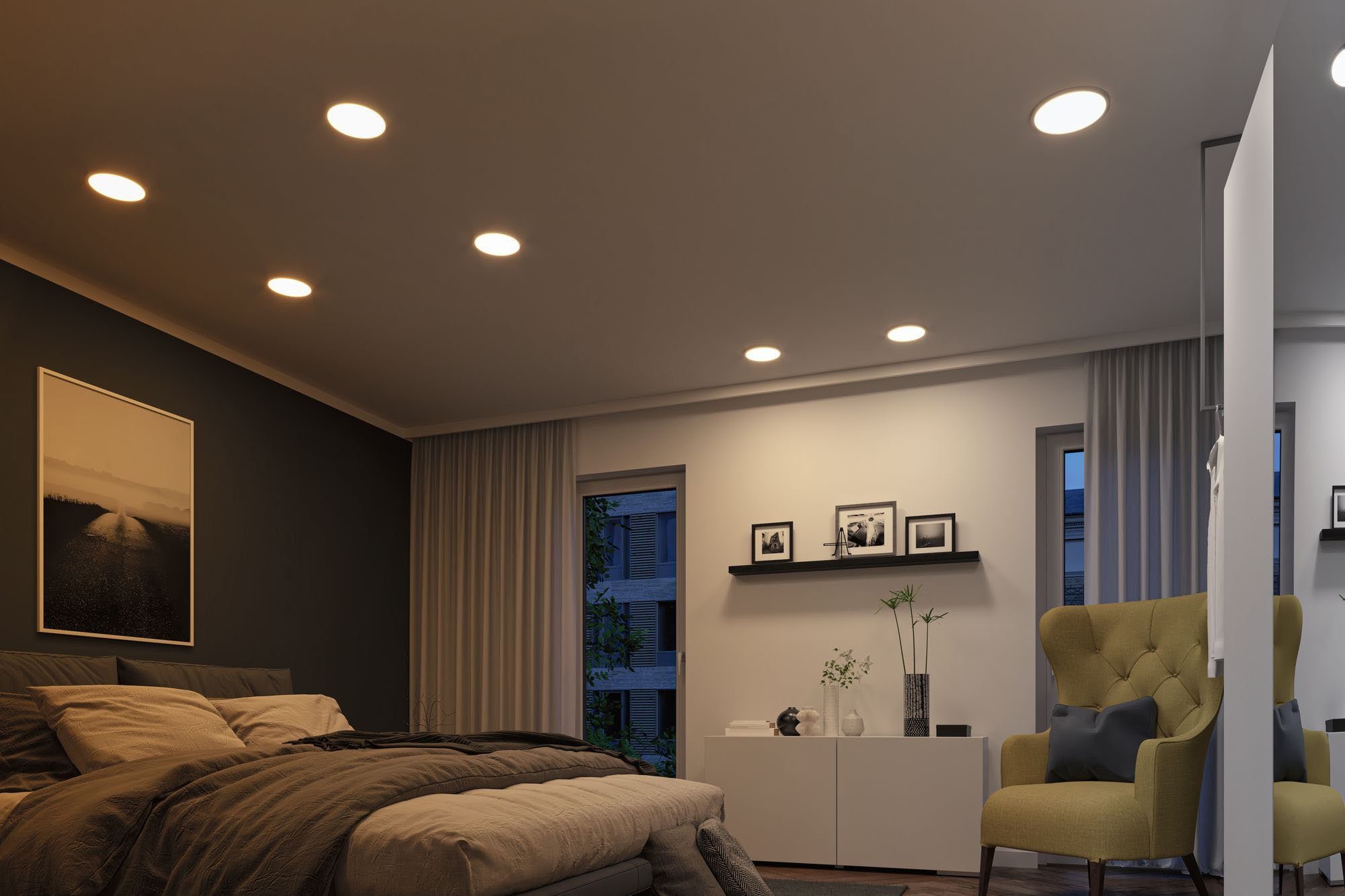 Paulmann LED Einbauleuchte Areo, Memoryfunktion, LED fest integriert, Warmweiß, LED-Modul, WarmDim-Stepschaltung