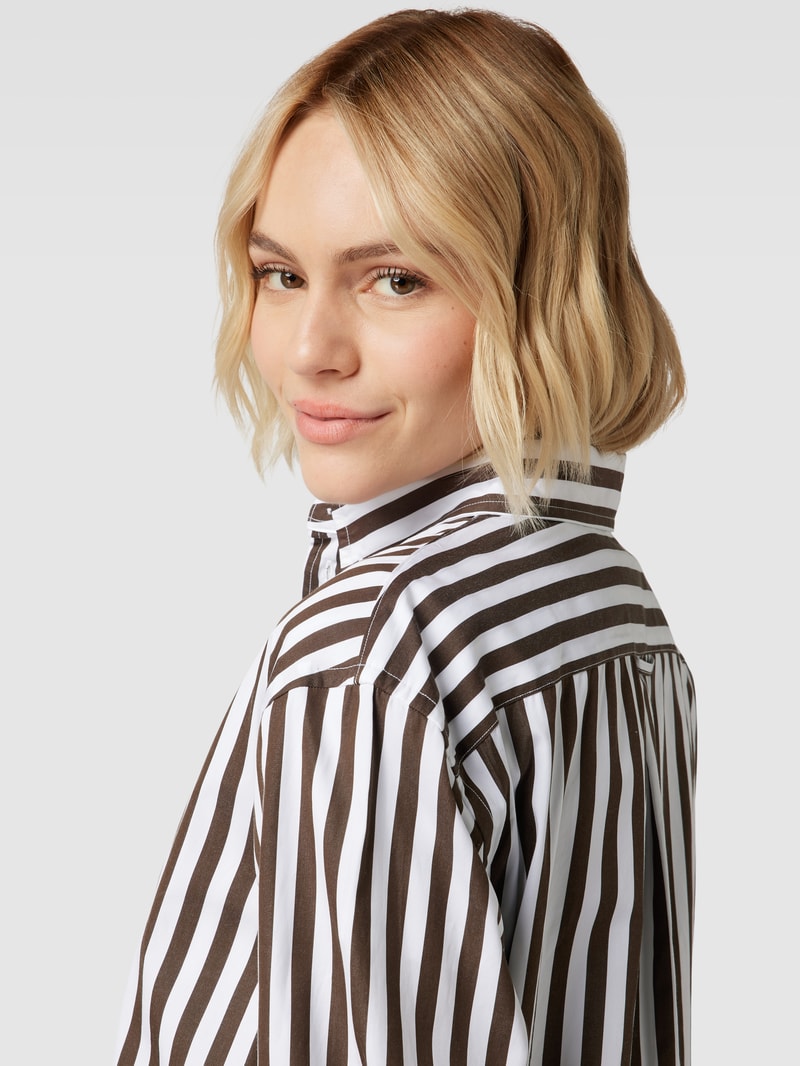 Bluse mit Streifenmuster in hellbraun