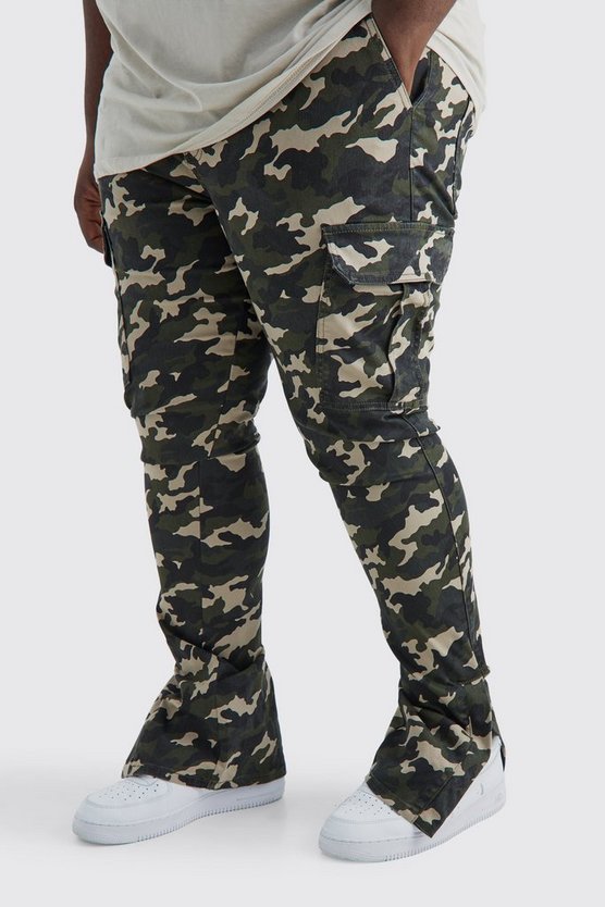 Plus Skinny Camouflage Cargo-Hose mit geteiltem Saum