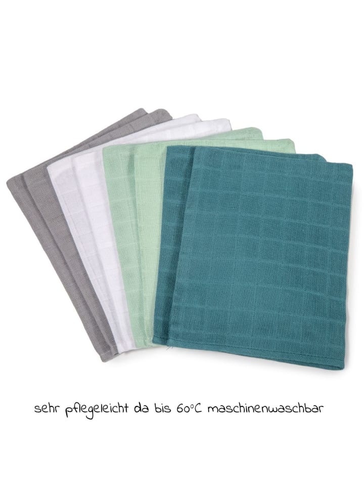 Makian Mull-Waschhandschuh 8er Pack 15 x 20 cm - Patina / in gruen,grau günstig kaufen onesize