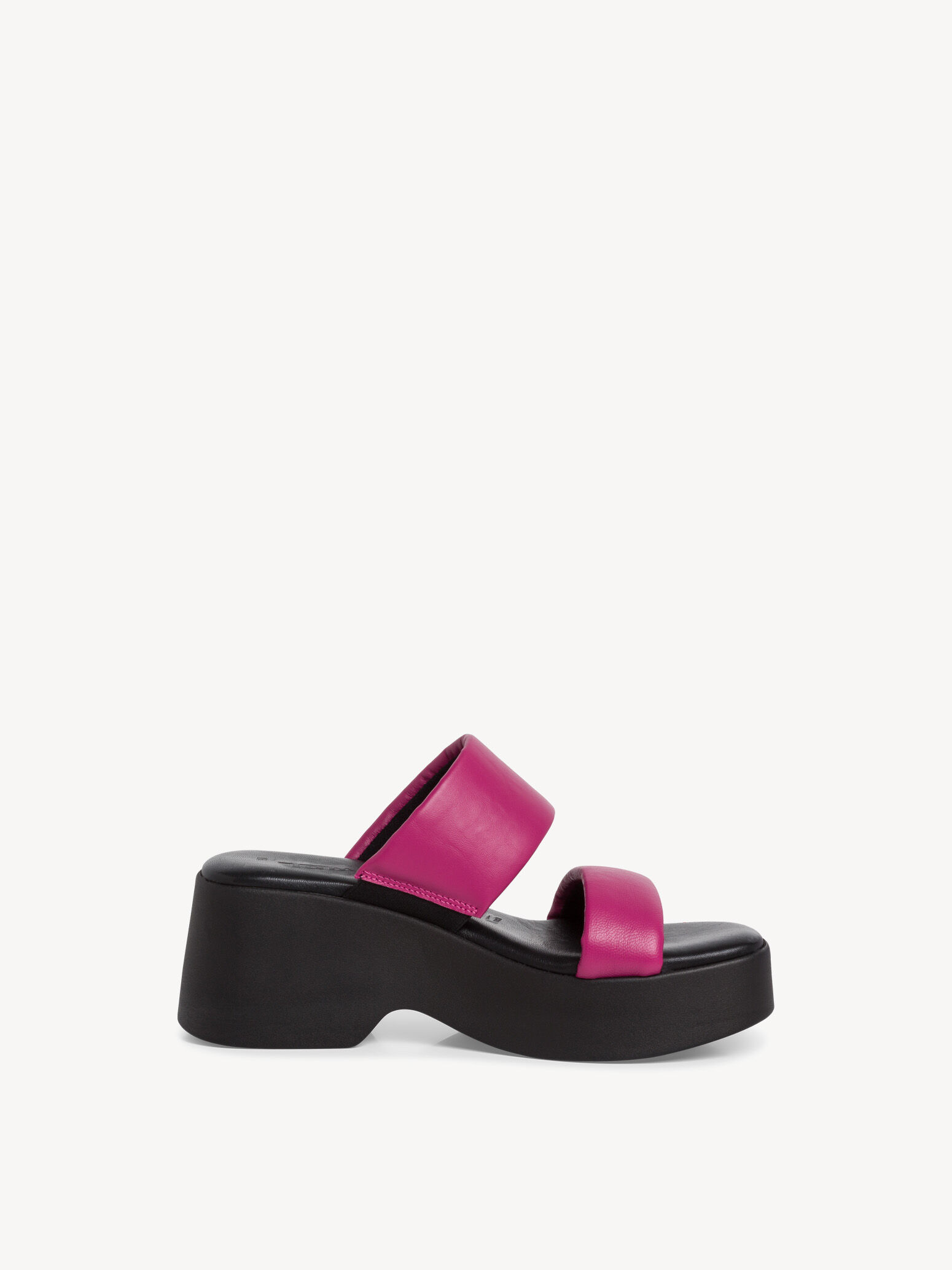 Mule en cuir - rose fuchsia