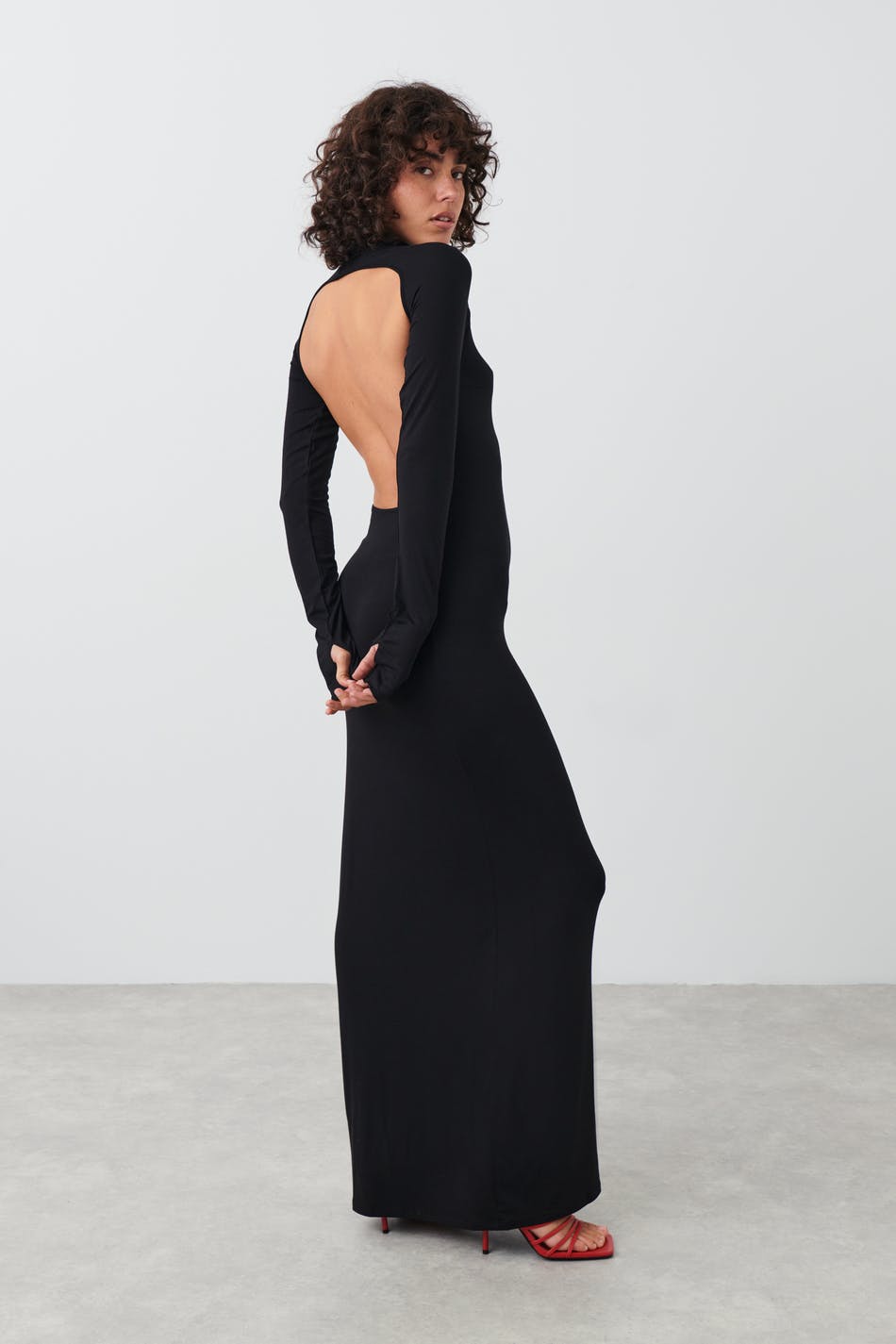 Soft touch open back polo dress