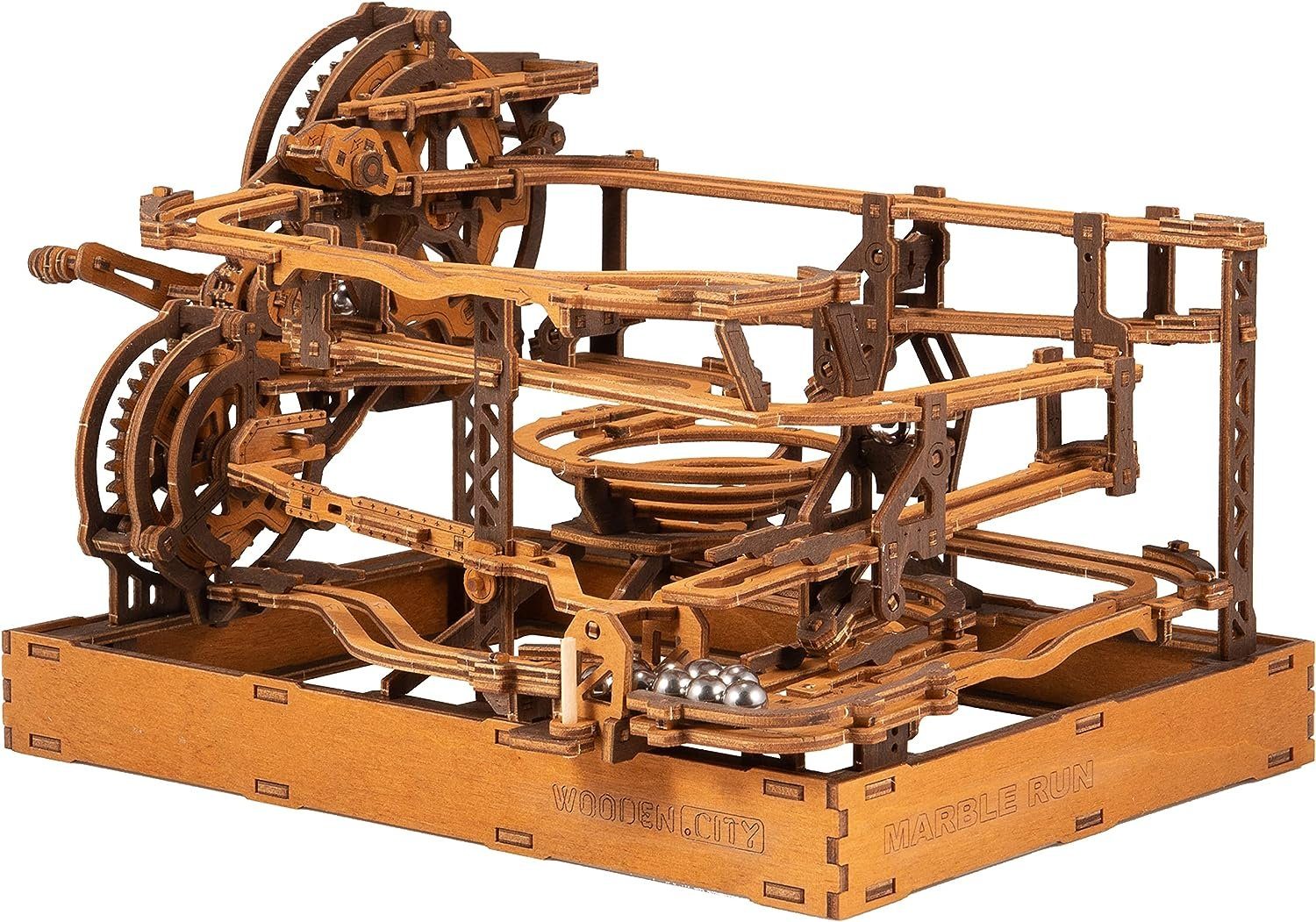 Wooden City 3D-Puzzle Wooden City Murmelbahn 3D Holzpuzzle Modellbausatz 265 Teile, 265 Puzzleteile, Zusammenbau erfolgt nach Anleitung, ohne Kleber.
