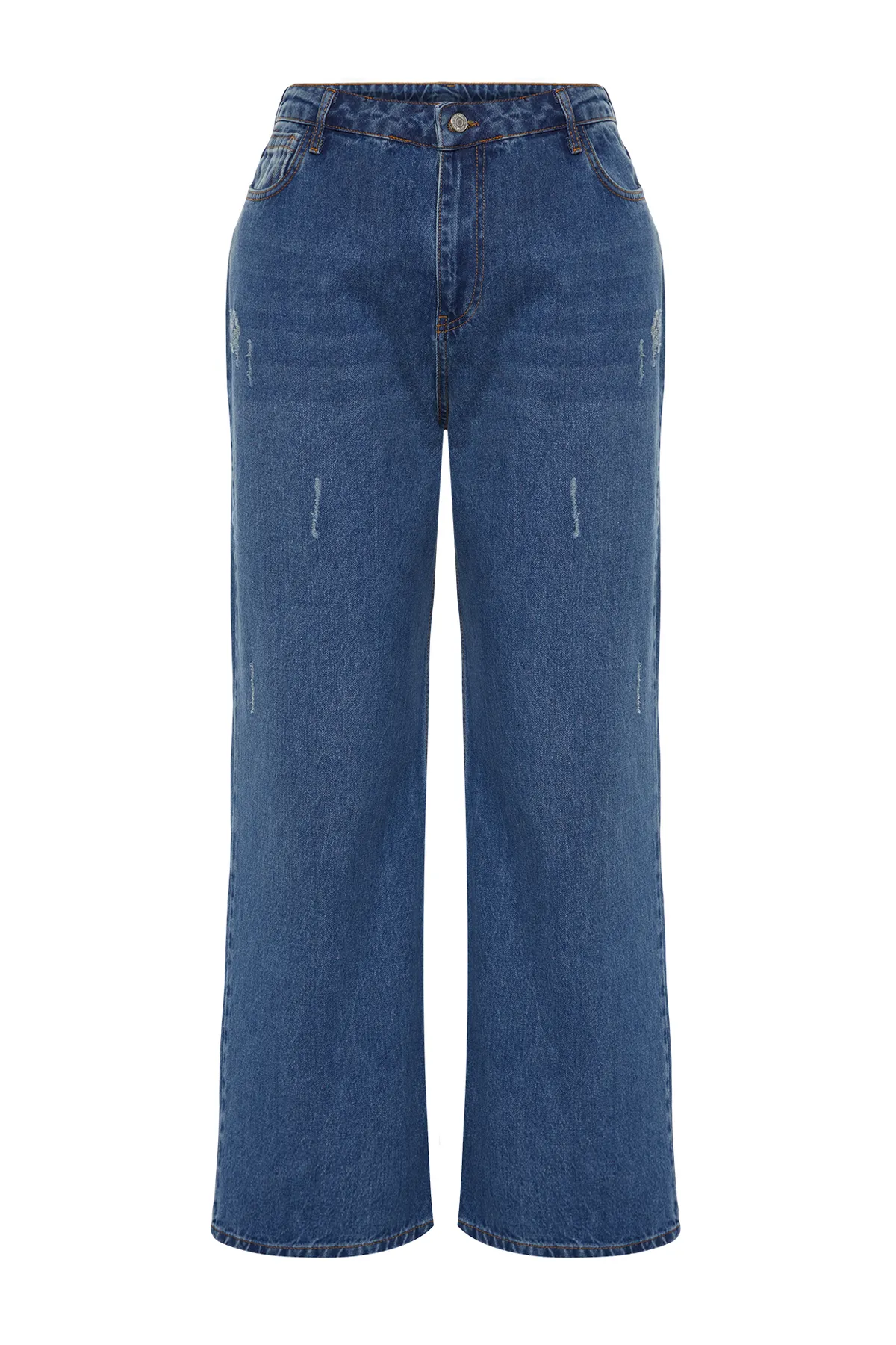 Trendyol Curve  Hellblaue, weit geschnittene Jeans mit hoher Taille TBBAW24CJ00069