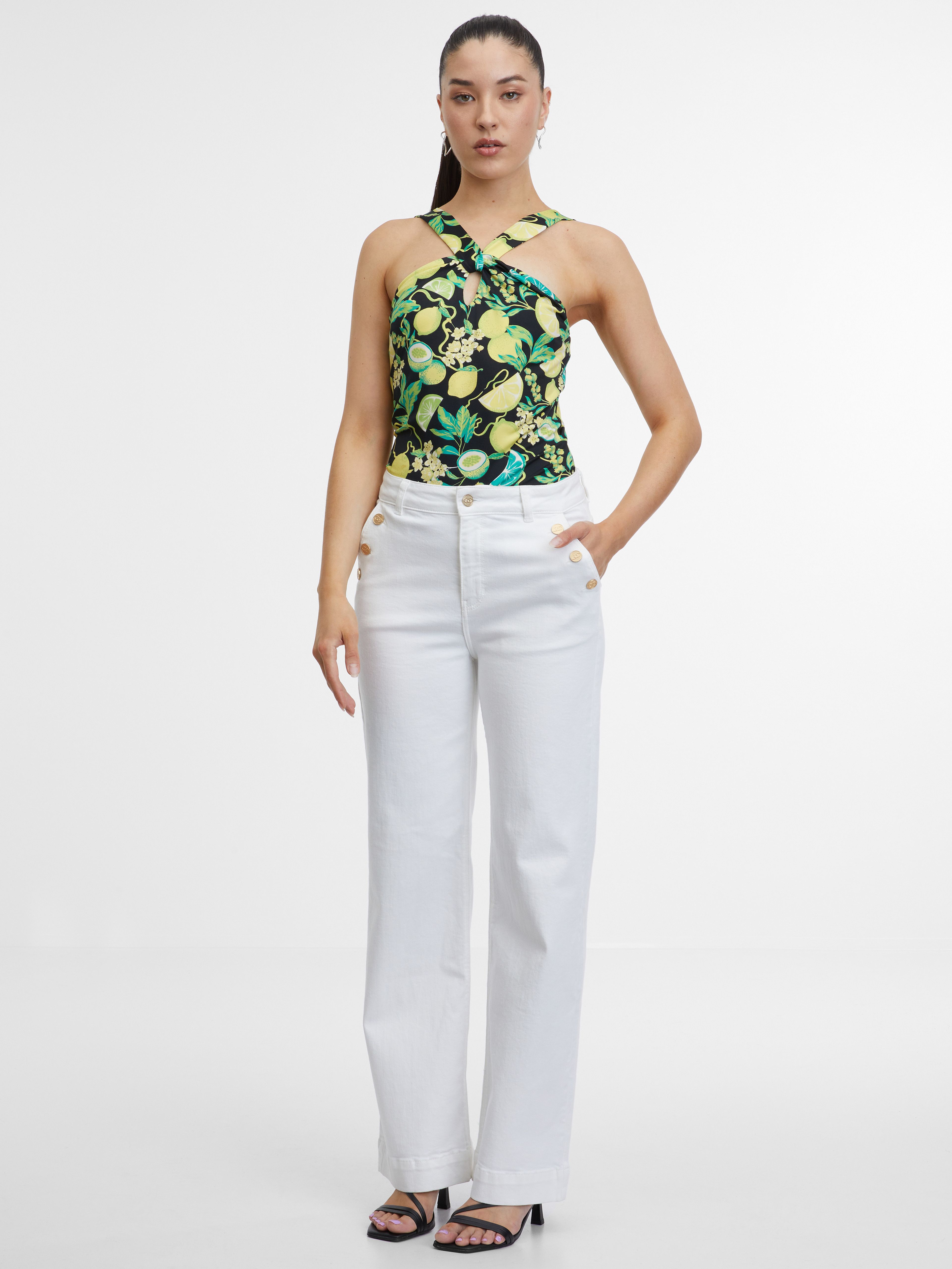 Schwarz-gelb gemustertes Damen-Tank-Top ORSAY
