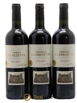 Cahors Château Lagrezette Alain Dominique Perrin  2011 - Lot de 3 Bouteilles