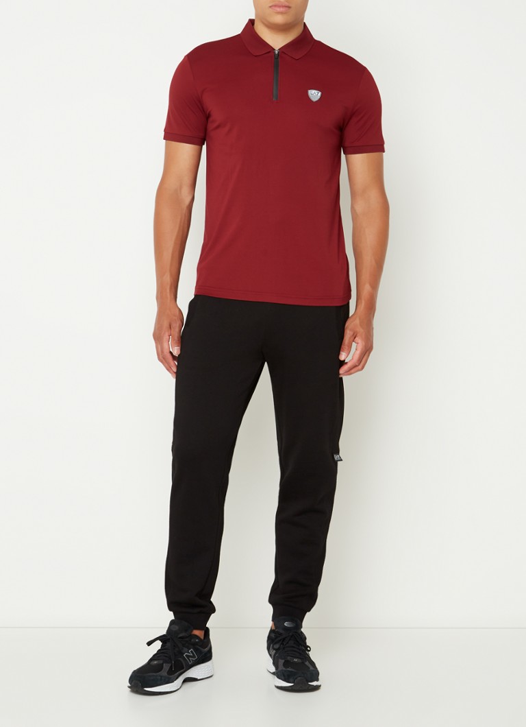 Polo Emporio Armani de corte regular com logotipo e meio zíper.