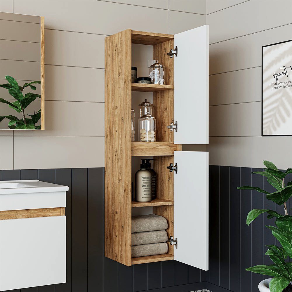 Roomart Badmöbel-Set, (Badmöbel Set ATRIA 85 cm in 4 Farben Unterschrank mit Waschbecken)