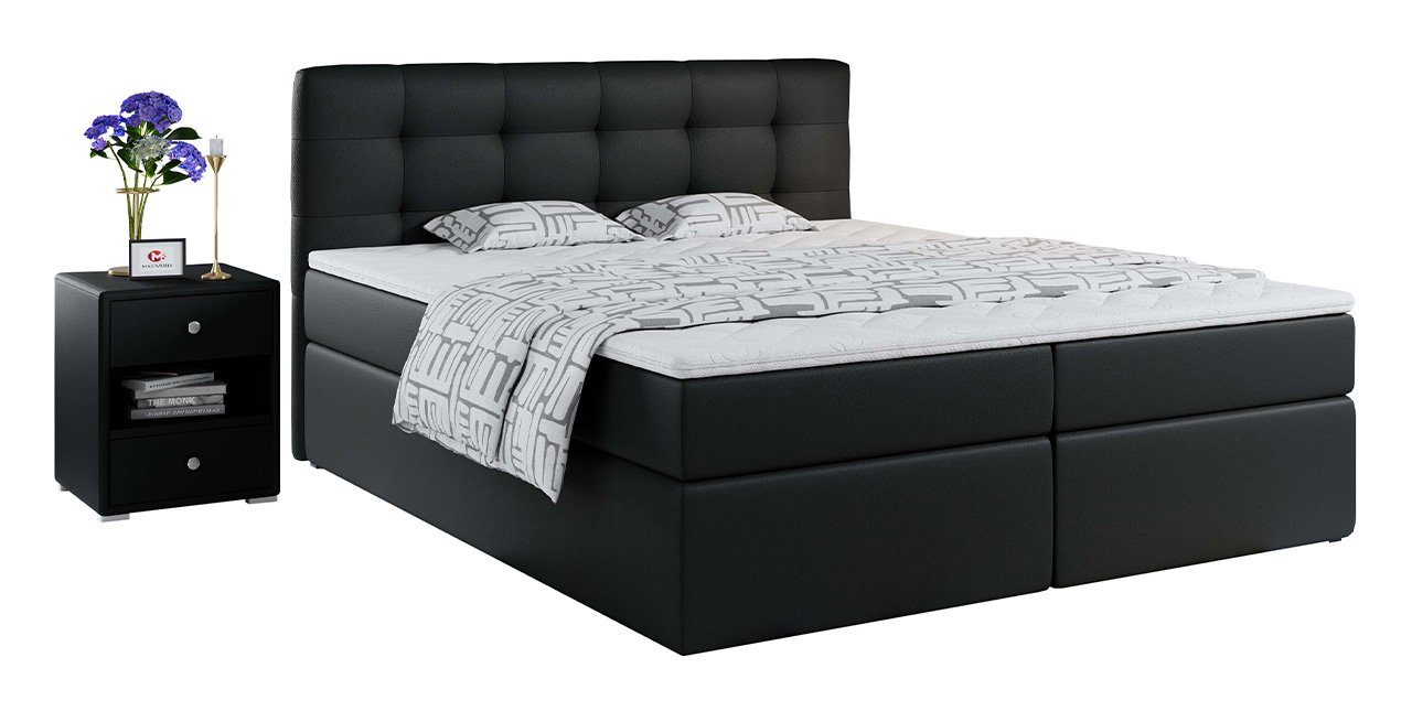 MKS MÖBEL Boxspringbett CENTOS, Doppelbett mit Multipocket-Matratze - Polsterbett mit Bettkasten