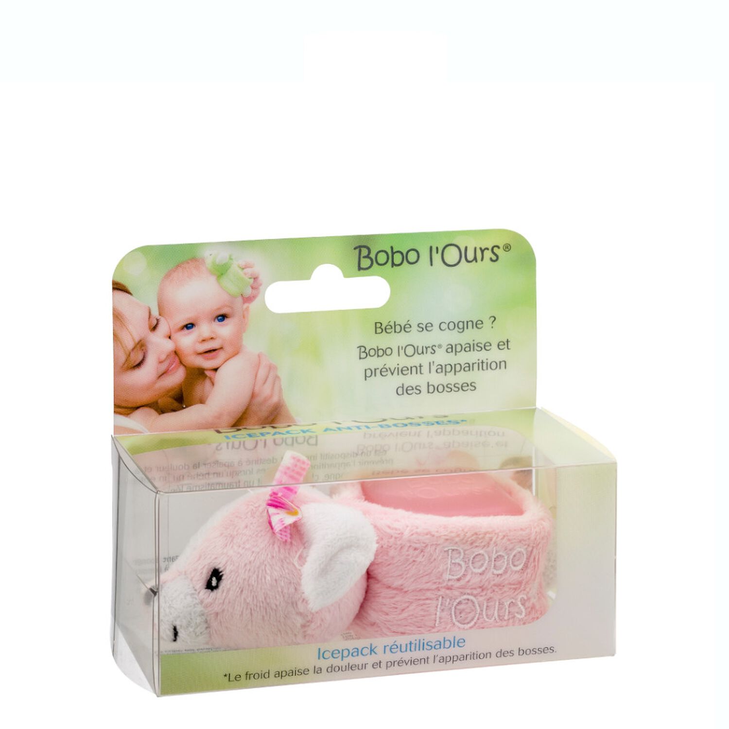 Alphanova Bébé Bobo l'Ours Rose - Glaçon Ludique Anti-Bosses