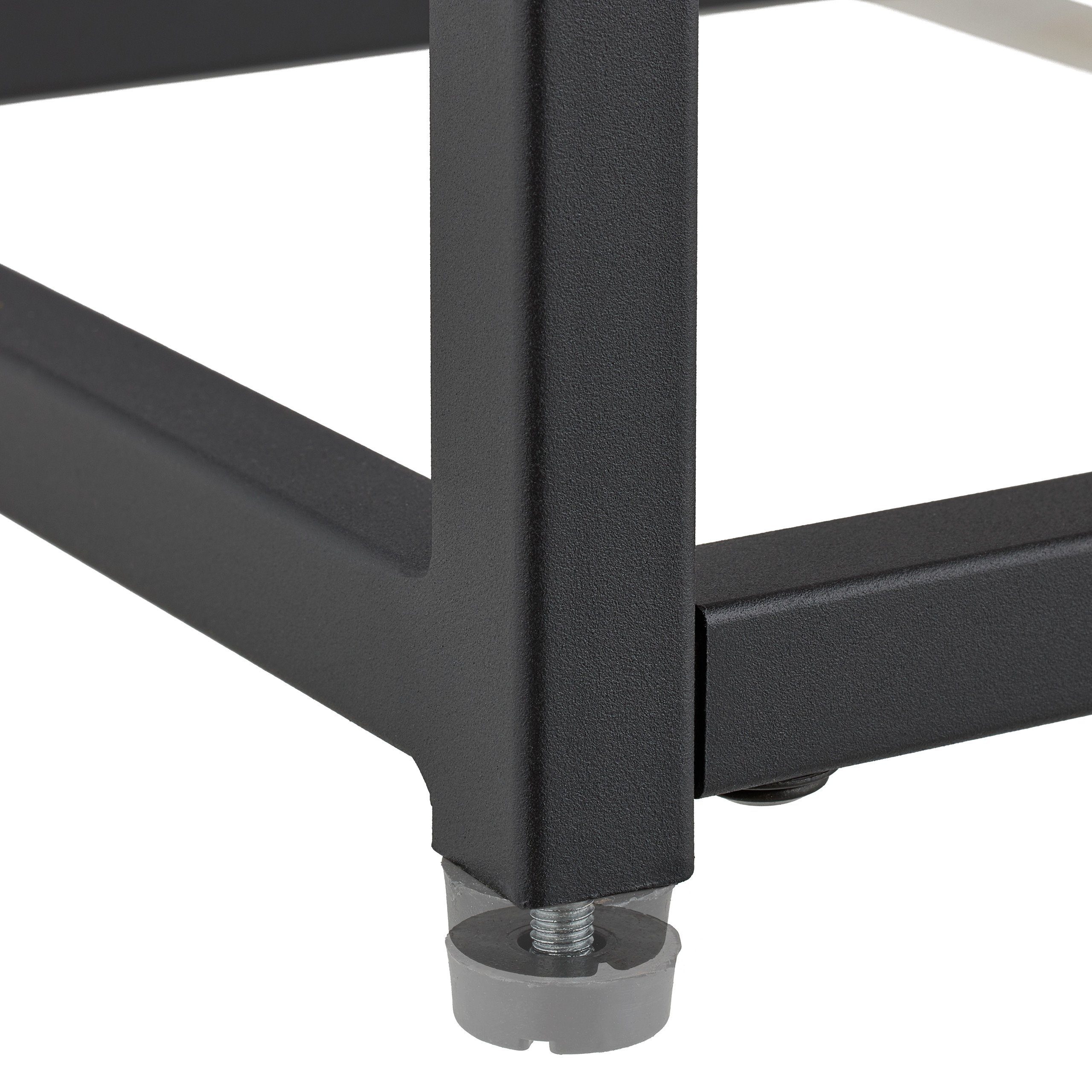 relaxdays Couchtisch Schwarzer Couchtisch mit Glasplatte