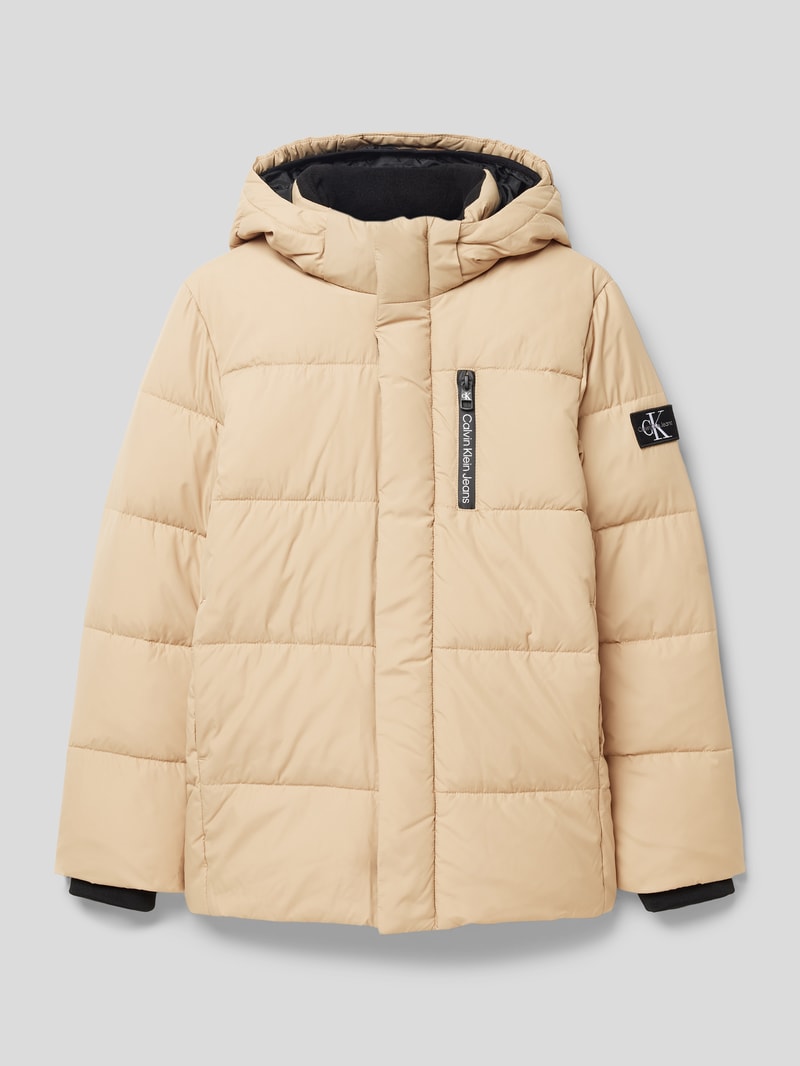 Steppjacke mit Label-Patch in camel