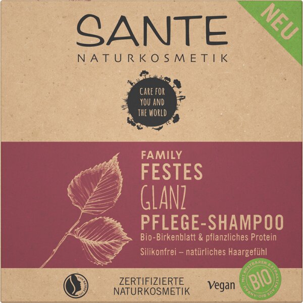 Sante FAMILY Festes Glanz Pflege-Shampoo Bio-Birkenblatt & pflanzliches Protein Festes Shampoo