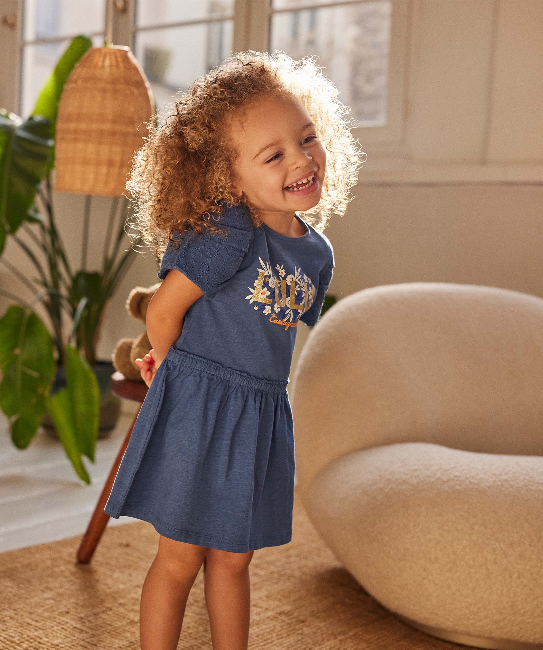 Robe bébé fille en maille à manches ballons - LuluCastagn... bleu | GEMO