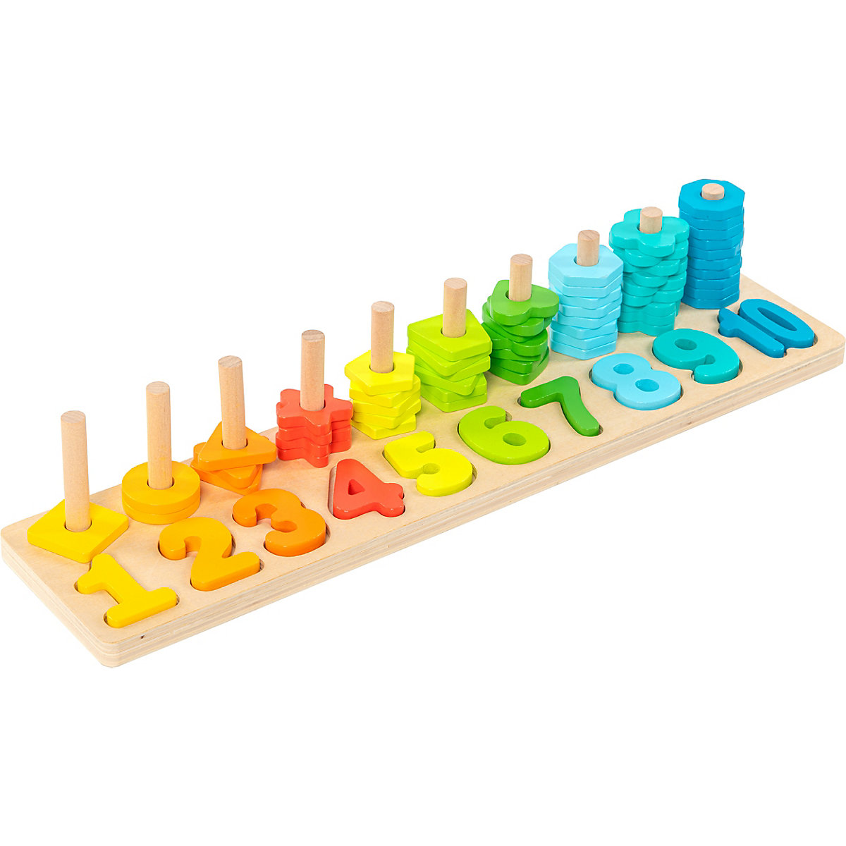 Motorik Steckspielplatte Formen und Zahlen, bunt