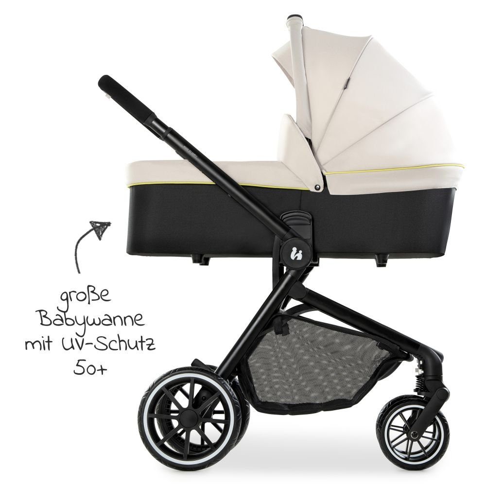 Hauck Kombi-Kinderwagen Move so Simply - Beige Neon, 2in1 Kinderwagen Buggy inkl. Babywanne & Sportsitz mit Liegefunktion