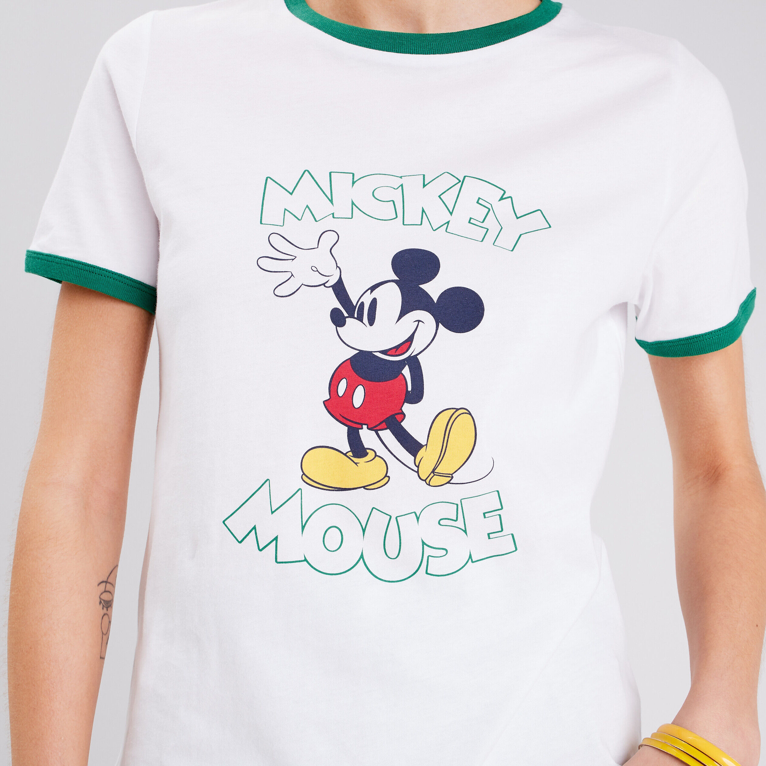 T-shirt manches courtes Mickey ecru femme | Cache Cache