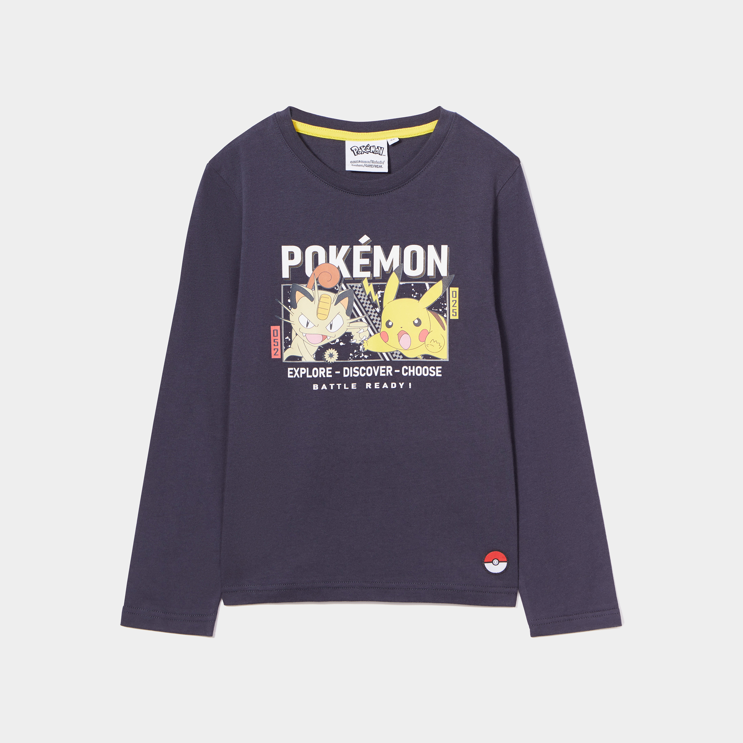 T-shirt manches longues coton Pokémon gris foncé garçon | La Halle