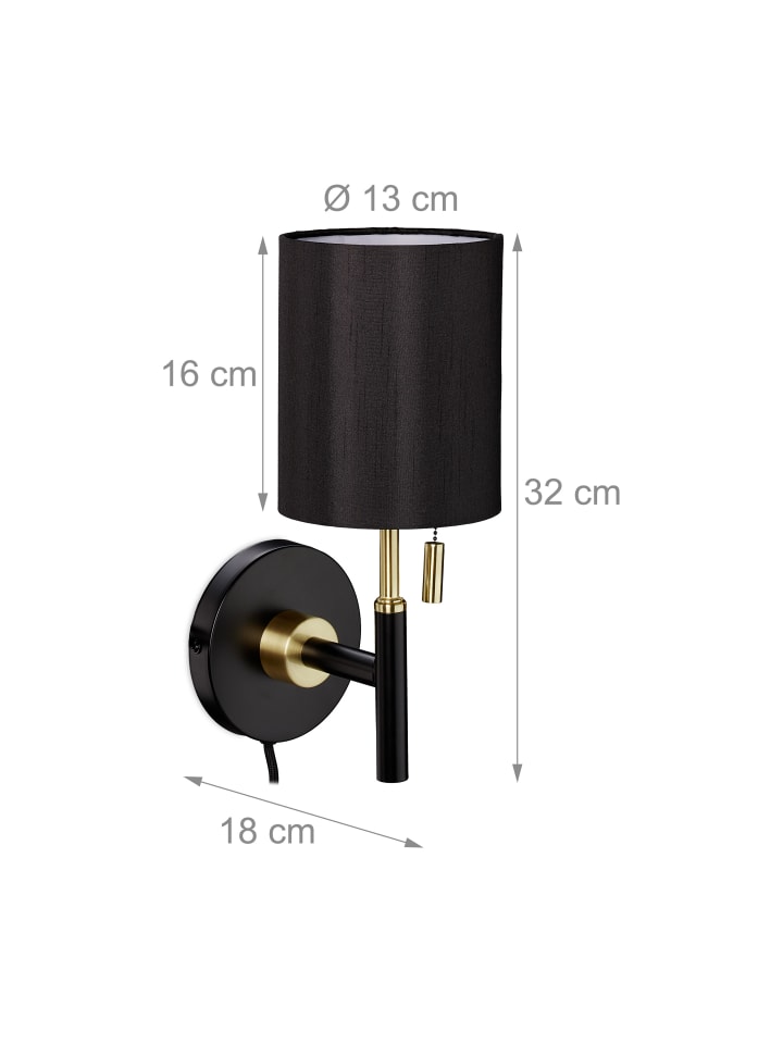 relaxdays Wandleuchte in Schwarz/Gold günstig kaufen onesize