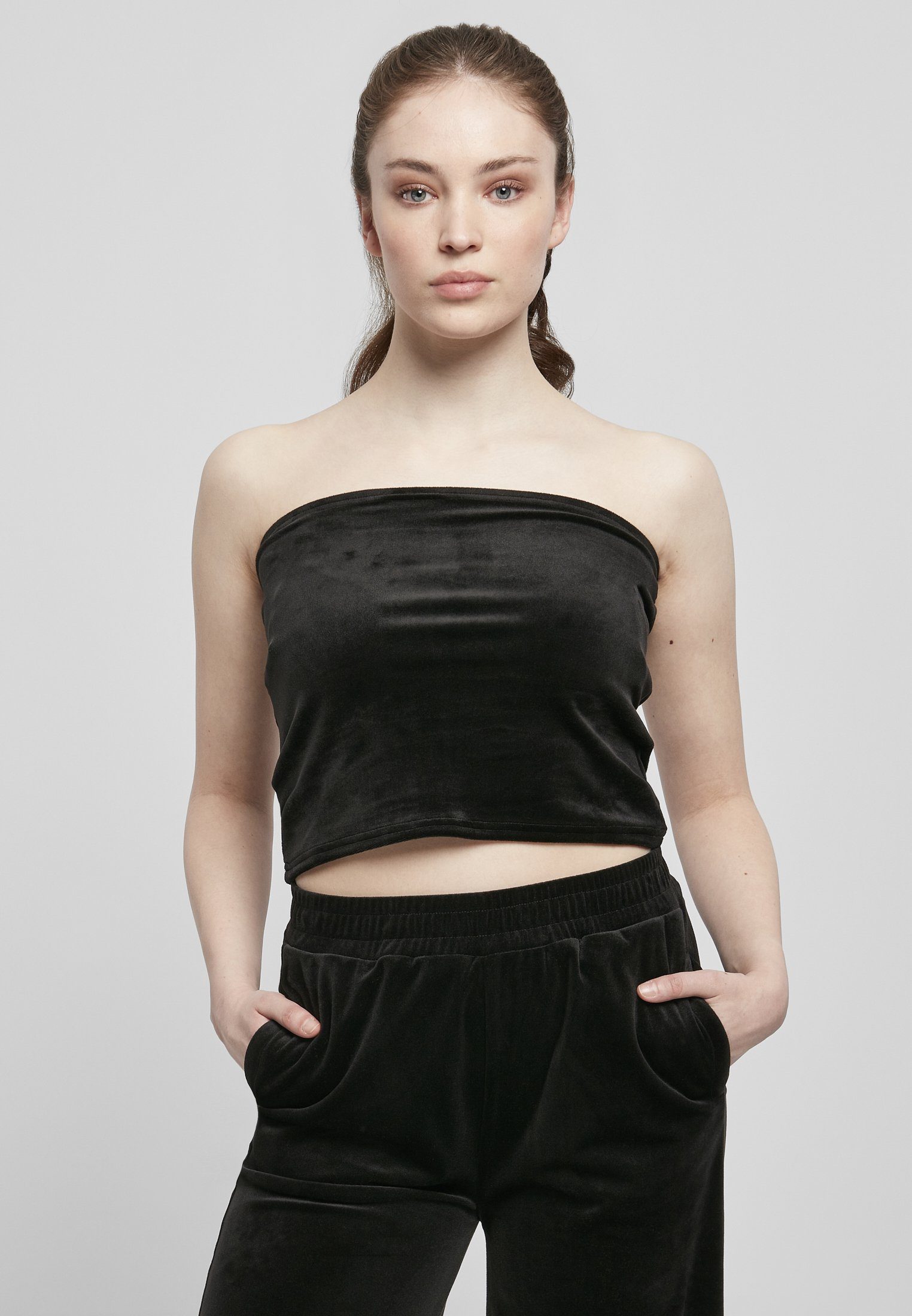 URBAN CLASSICS Sport-BH Damen Ladies Short Velvet Tube Top