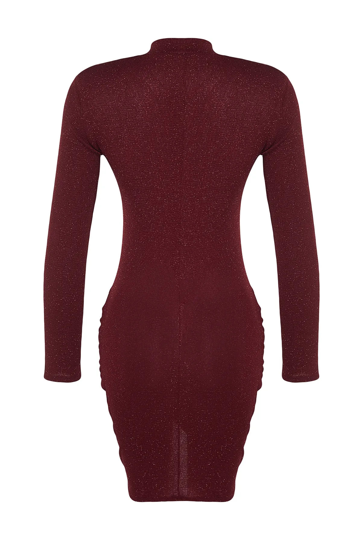 Trendyol Collection  Burgunderfarbenes, tailliertes, glänzendes, gestricktes, elegantes Abendkleid TPRAW24EL00006