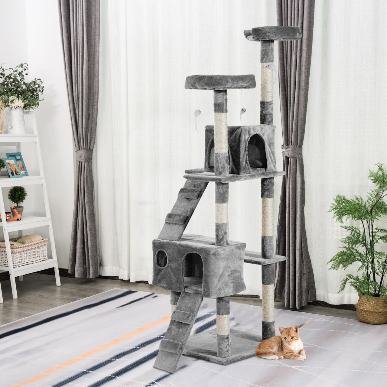 PawHut Katzenbaum Kratzbaum Katzenkratzbaum Kletterbaum Katze Sisal (Grau)