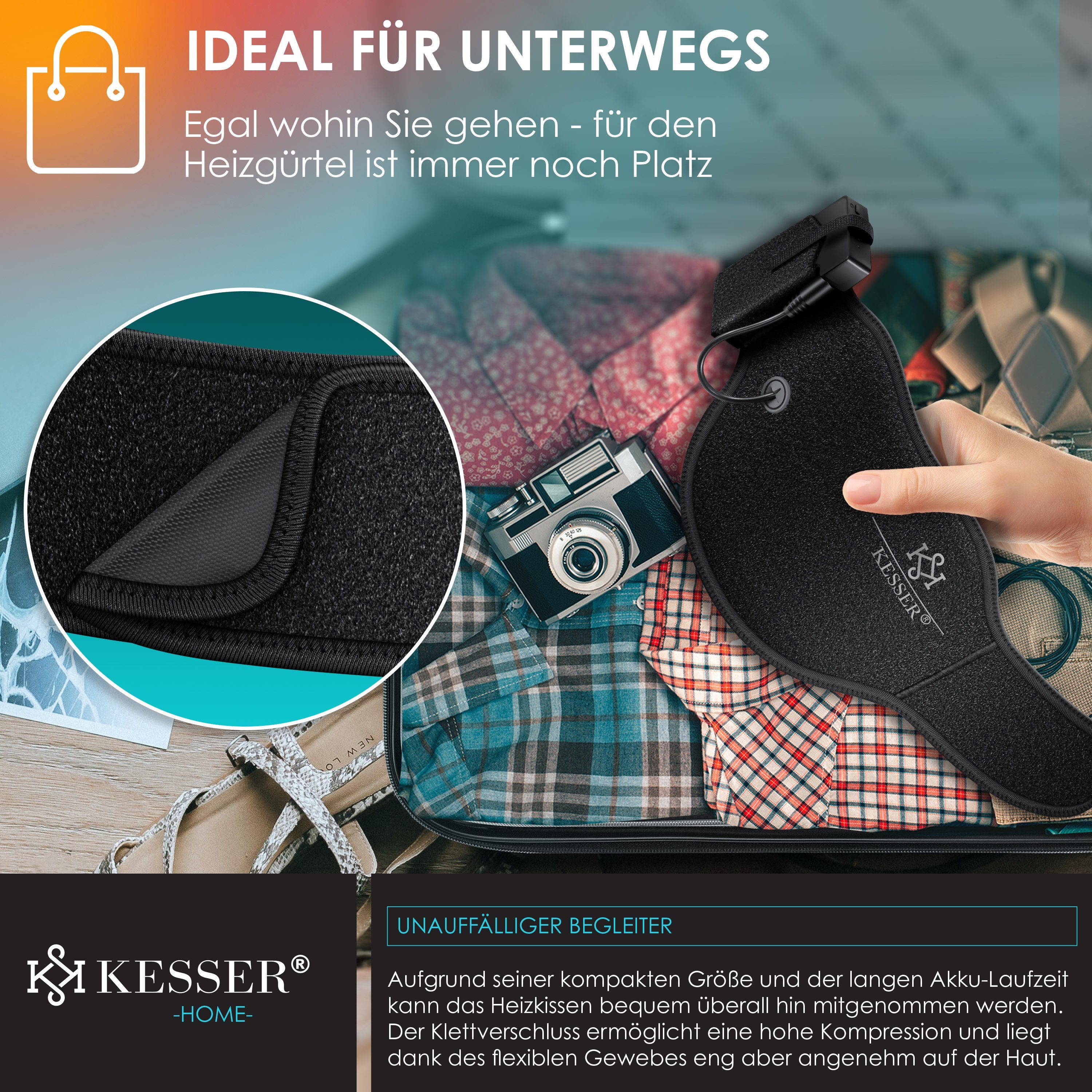 KESSER Heizkissen, Heizgürtel mit Akku Wärmegürtel mit Heizstufen Ferninfrarot
