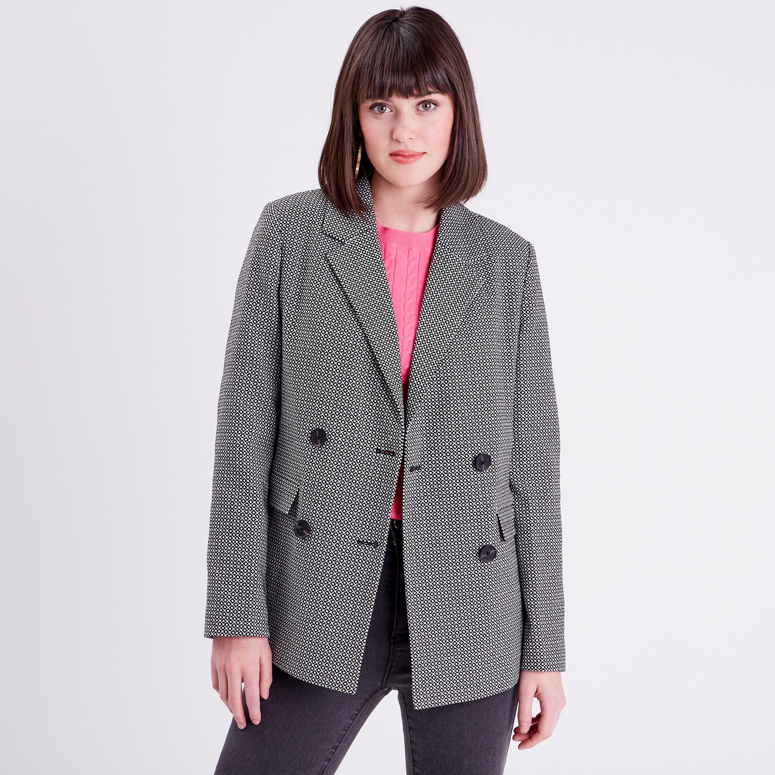 Veste blazer boutonnée noir femme | Cache Cache