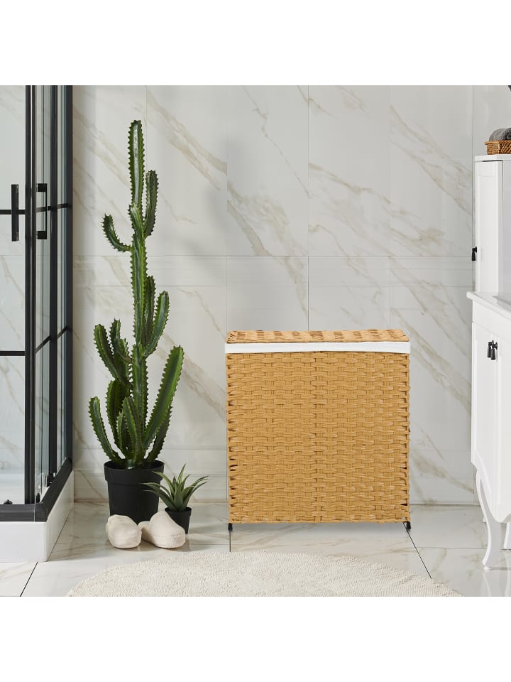 relaxdays Wäschekorb in Braun/ Beige - (B)58 x (H)60 x (T)34 cm günstig kaufen onesize