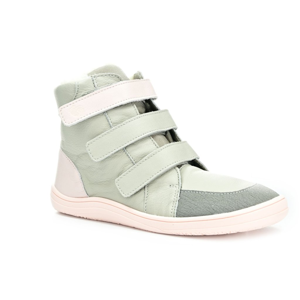 Baby Bare Febo Winter Grey / Pink (mit Membran/Asfaltico) graue Barfußstiefeletten
