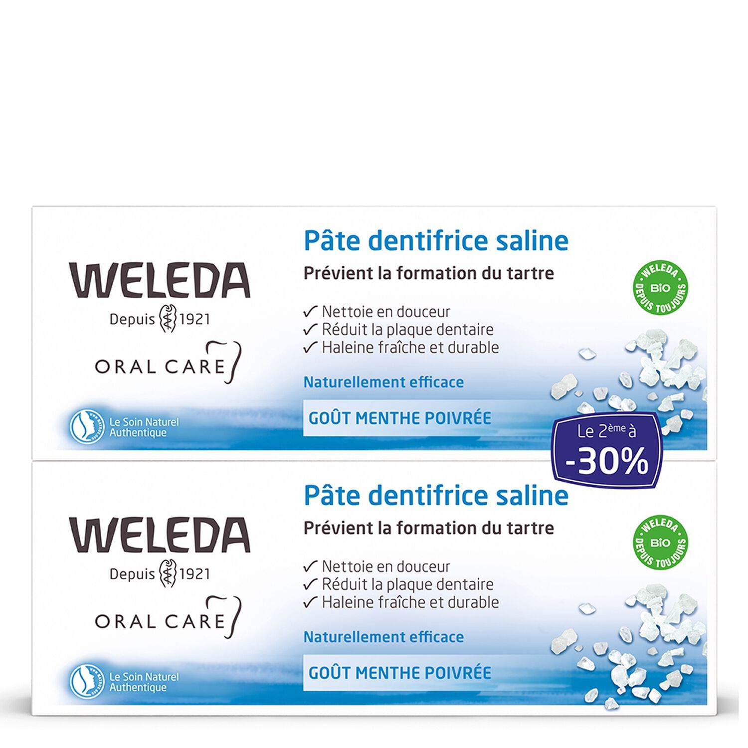 Weleda Menthe Poivrée Bucco-Dentaire Pâte Dentifrice Saline Lot de 2 x 75ml