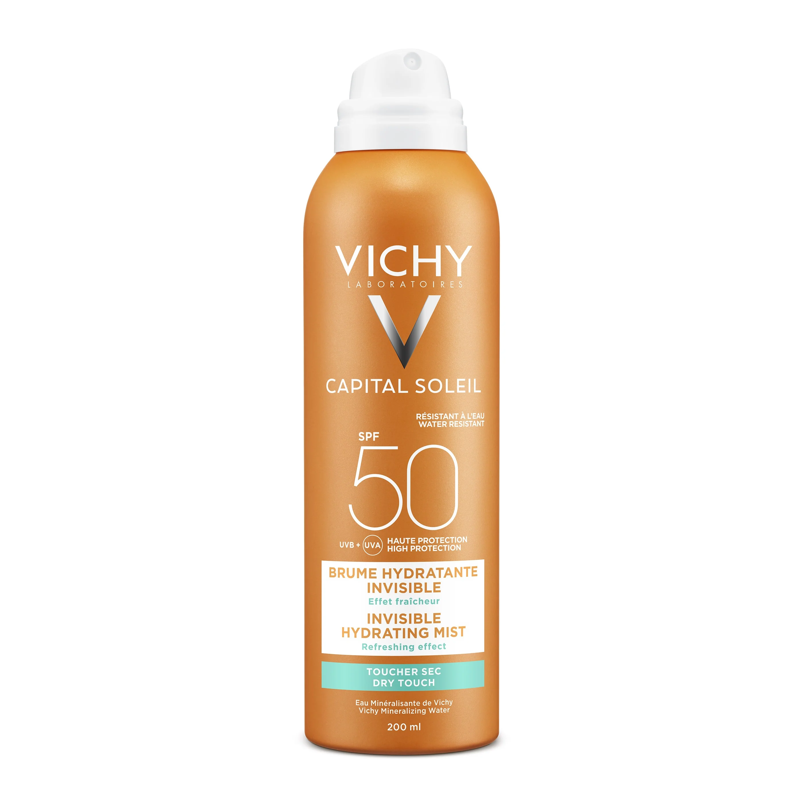 „Capital Soleil“ „Capital Soleil Invisible Spray SPF 50“ – aukštos apsaugos kūno purškiklis nuo saulės.
