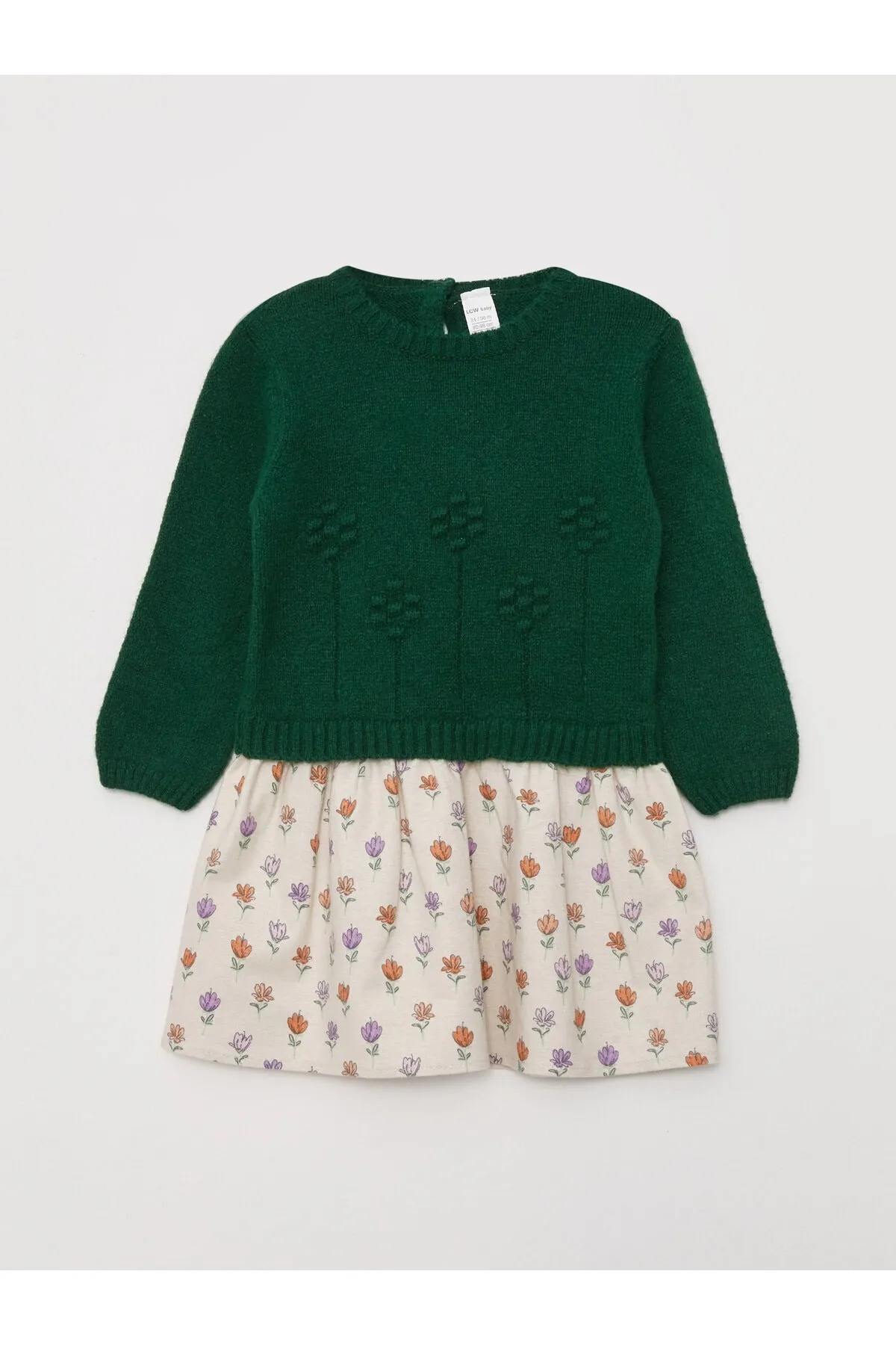 LC Waikiki  Langärmliges Baby-Mädchenkleid mit Rundhalsausschnitt