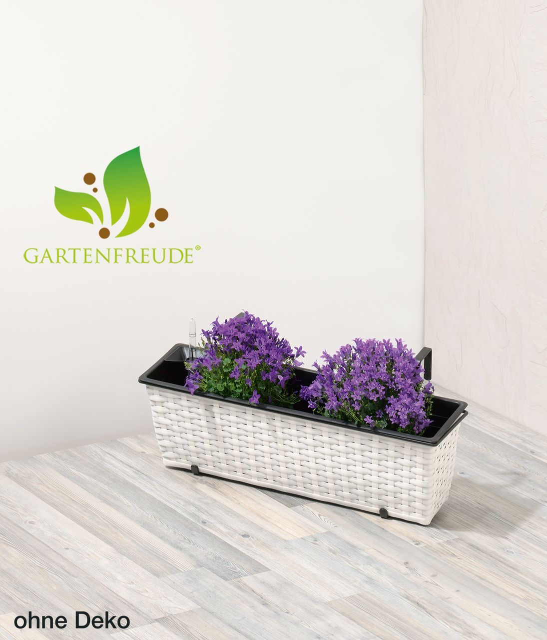 Weles Polyrattan Balkonkasten inkl. Aufhängung, 60 x 19 x 18 cm, mit Bewässerungssystem, weiß