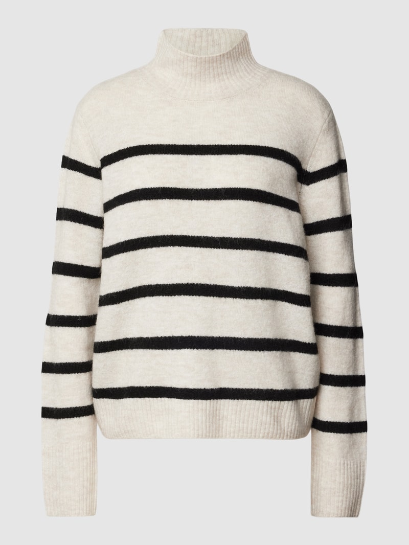 Strickpullover mit Stehkragen in beige