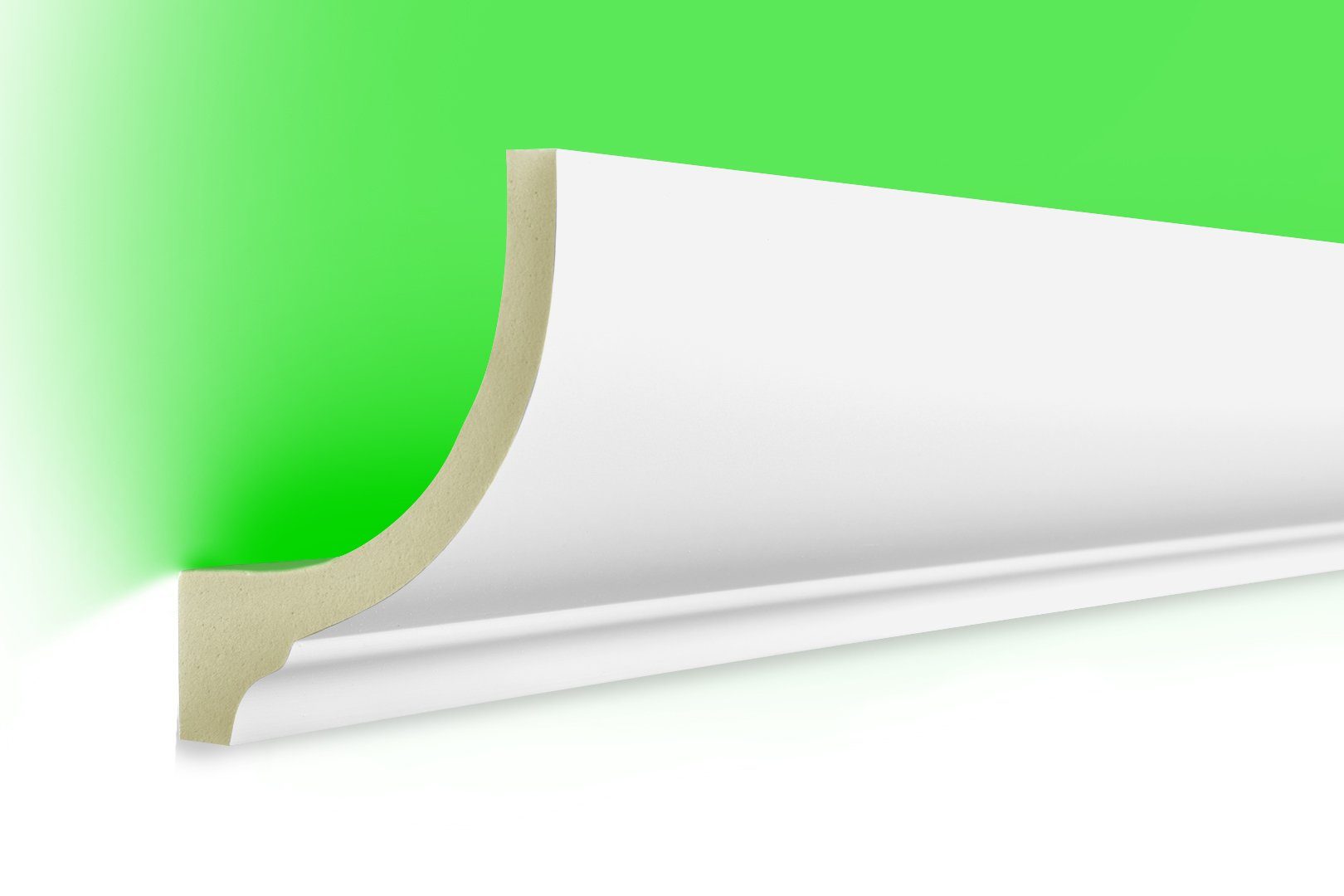 Hexim Eckprofil LED- 1 (LED Stuckleisten aus PU - Indirekte Beleuchtung mit modernen Deckenleisten, lichtundurchlässig, leicht und schlagzäh)