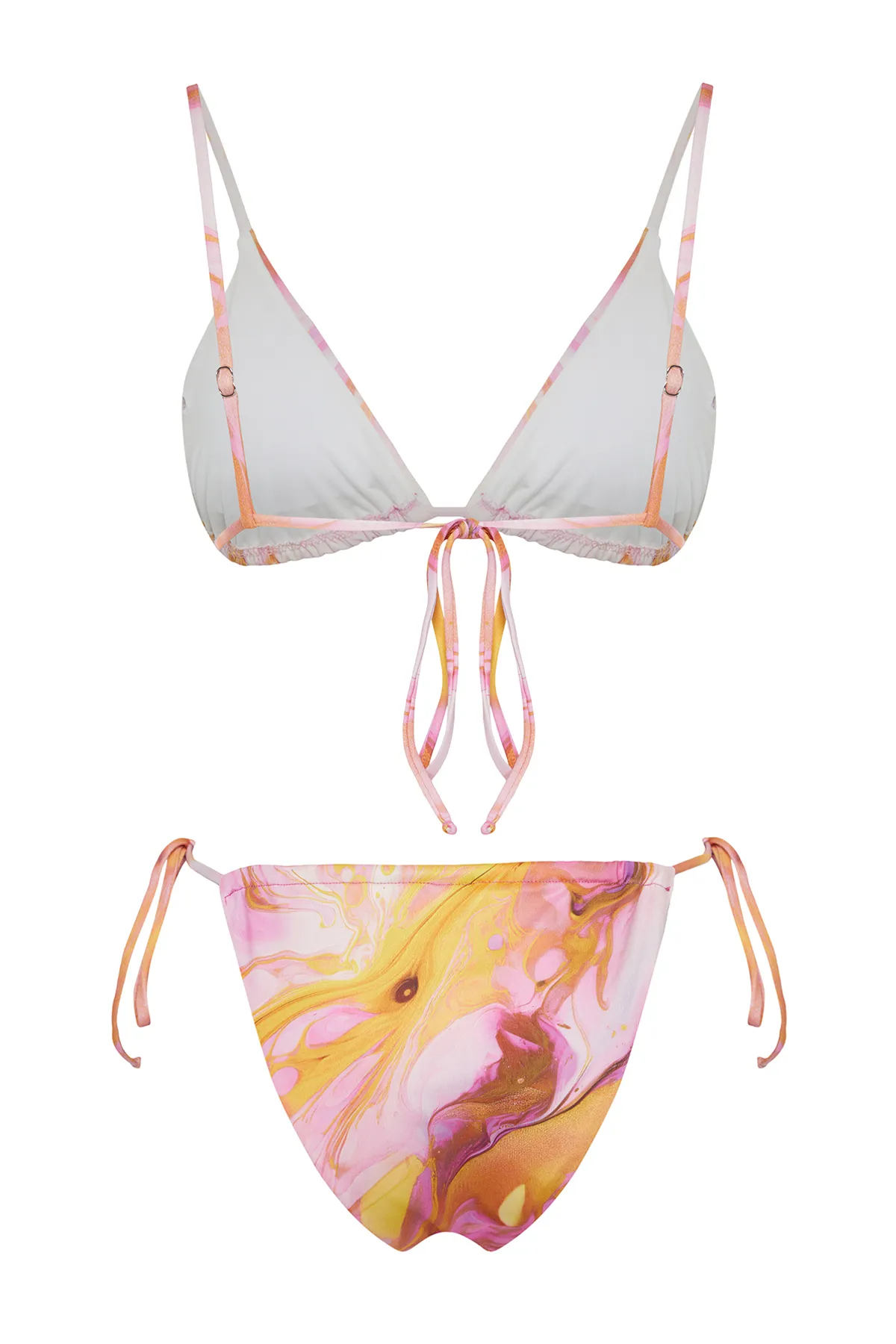 Trendyol Collection  Abstrakt gemustertes, dreieckig gebundenes brasilianisches Bikini-Set mit hohem Beinausschnitt TBESS22BT0046