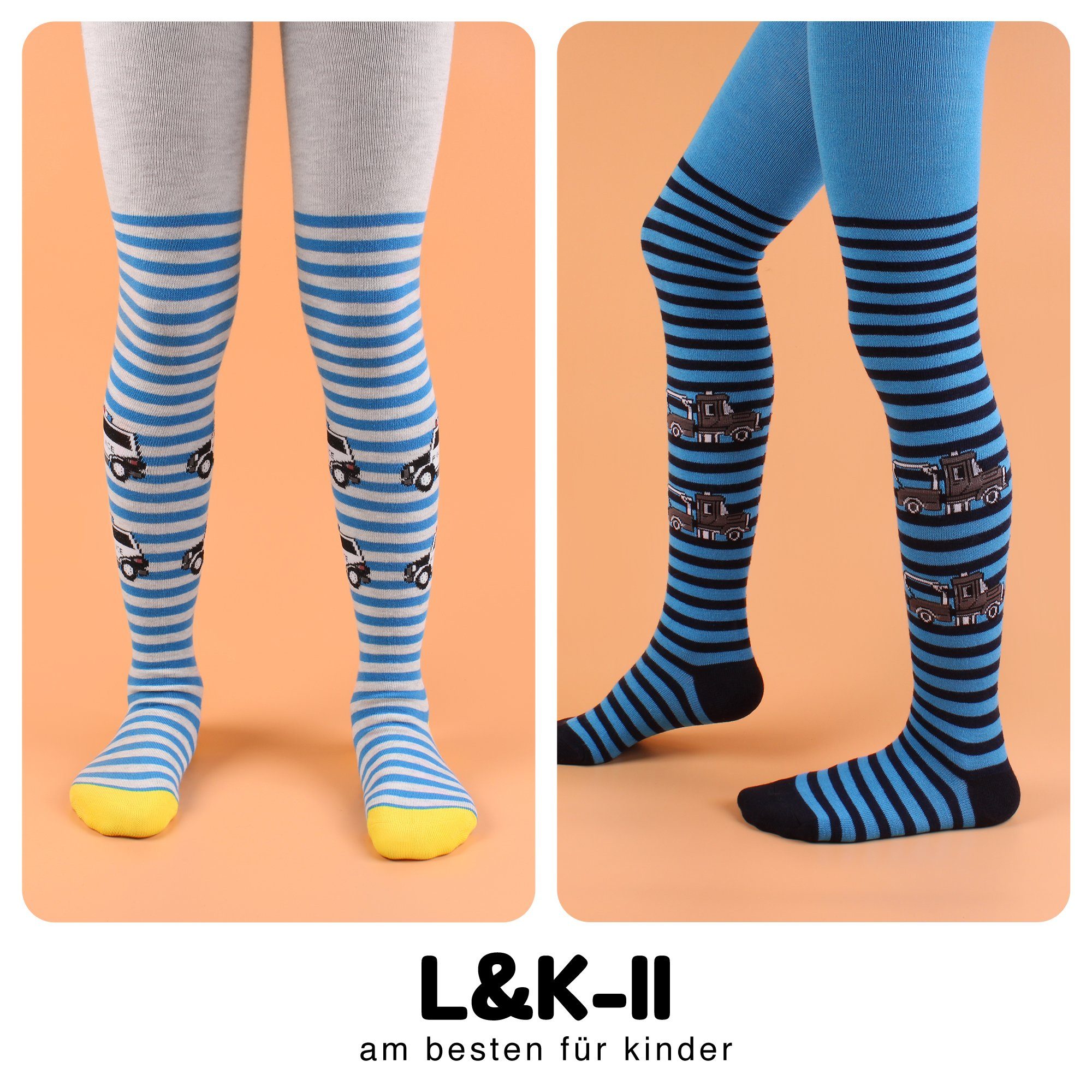 L&K-II Strumpfhose 2725 (3er-Pack) mit verschiedenen Wagen-Motiven Polizeiwagen